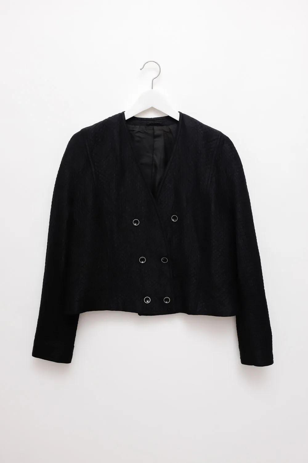 0039_CROP QUILTED BLACK VINTAGE BLAZER