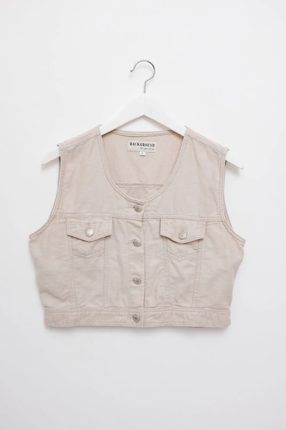 0059_CROP DENIM VINTAGE BEIGE VEST