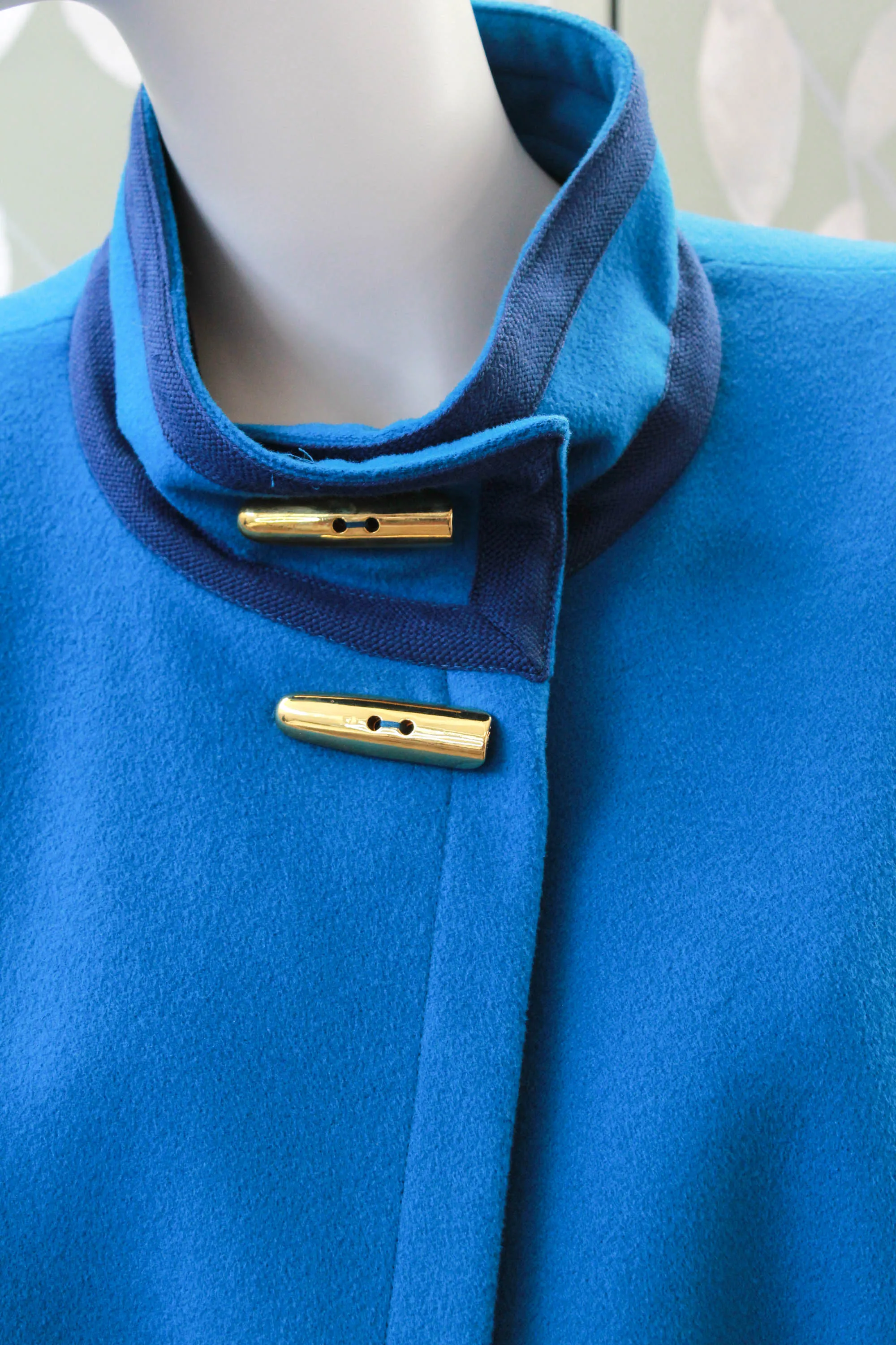 1980s Guy Laroche Blue Wool Coat, Large