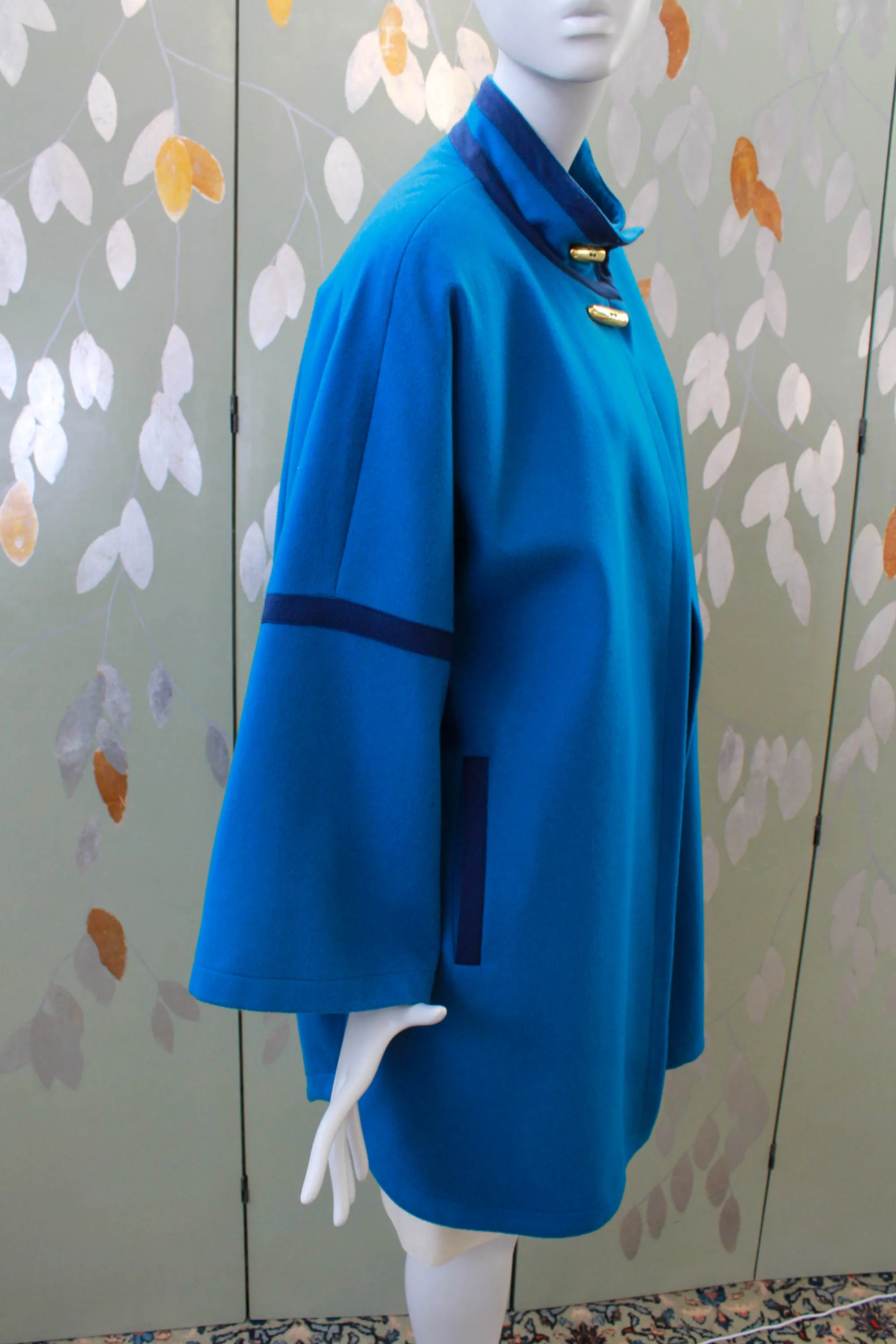 1980s Guy Laroche Blue Wool Coat, Large