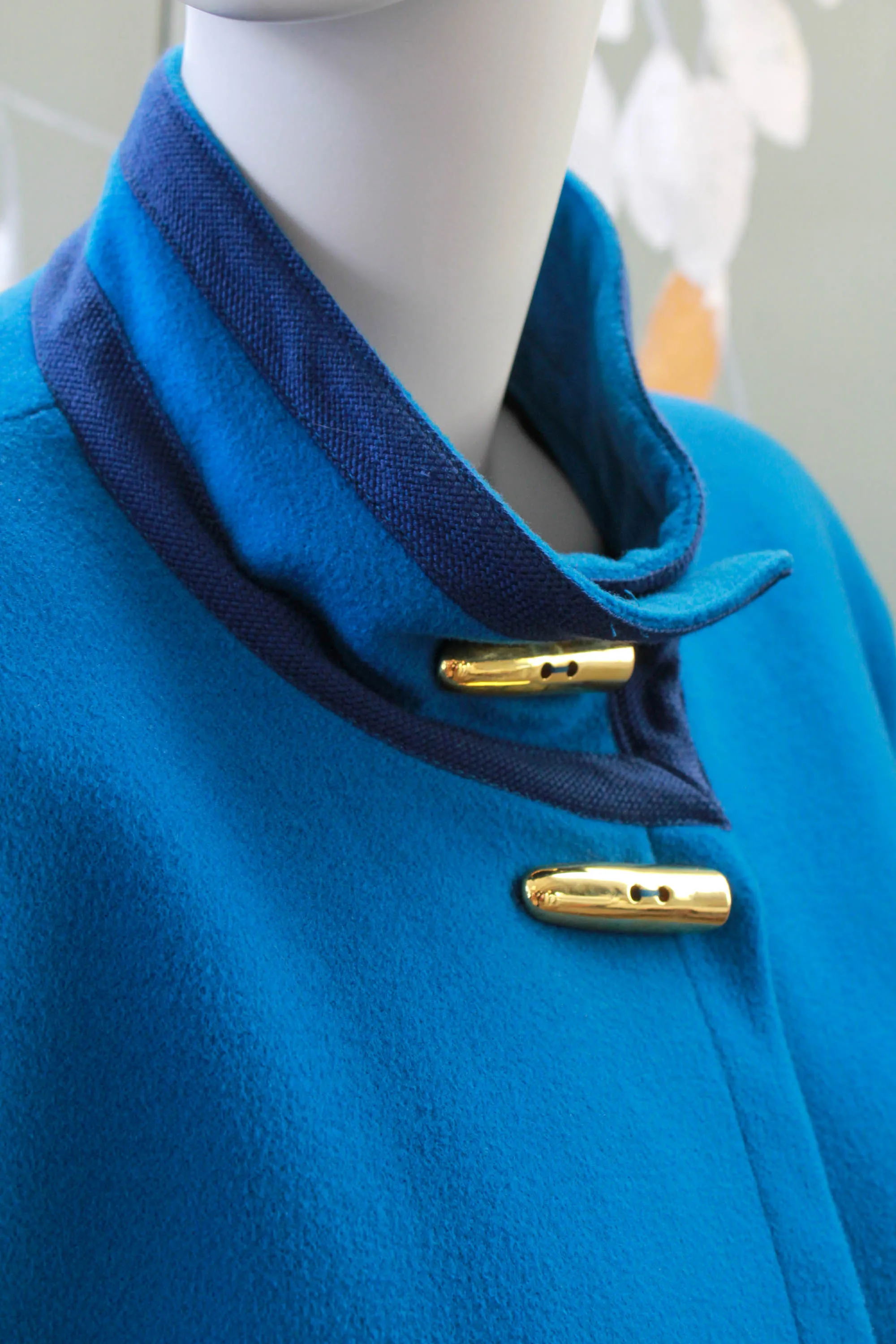 1980s Guy Laroche Blue Wool Coat, Large