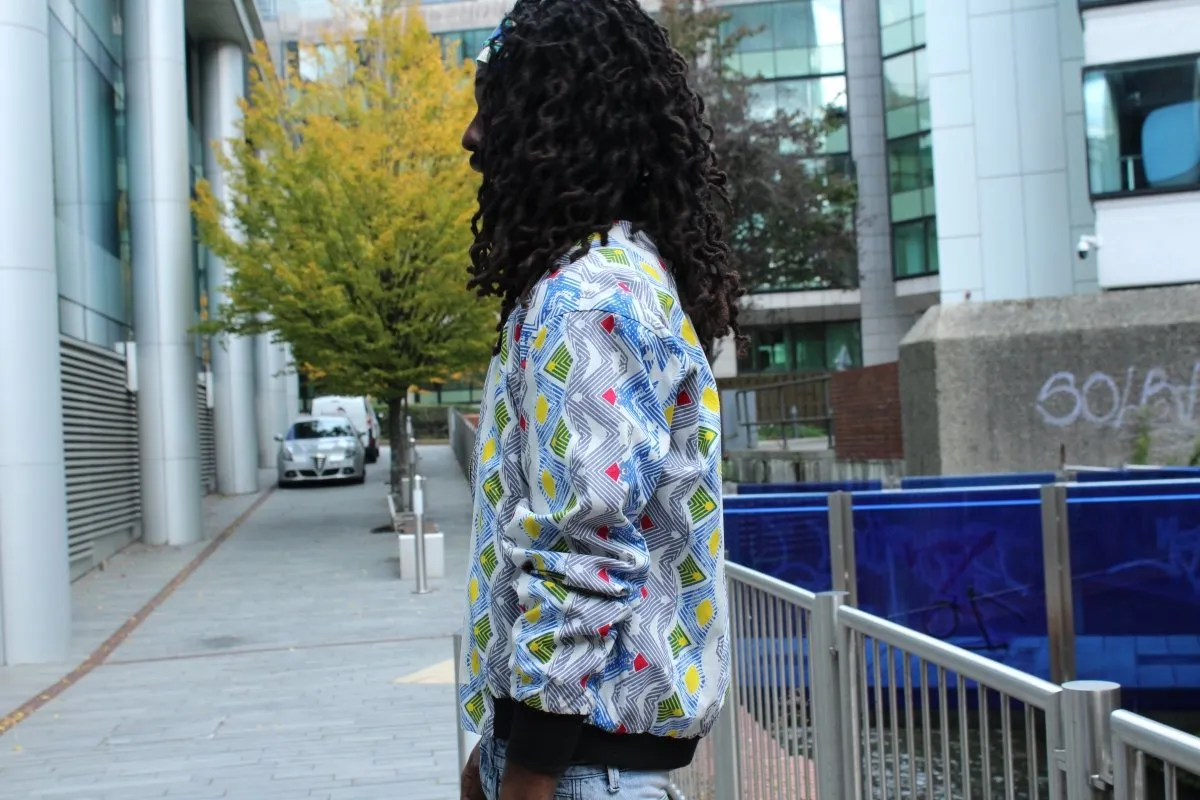 African Bomber Jacket In Scribble Print