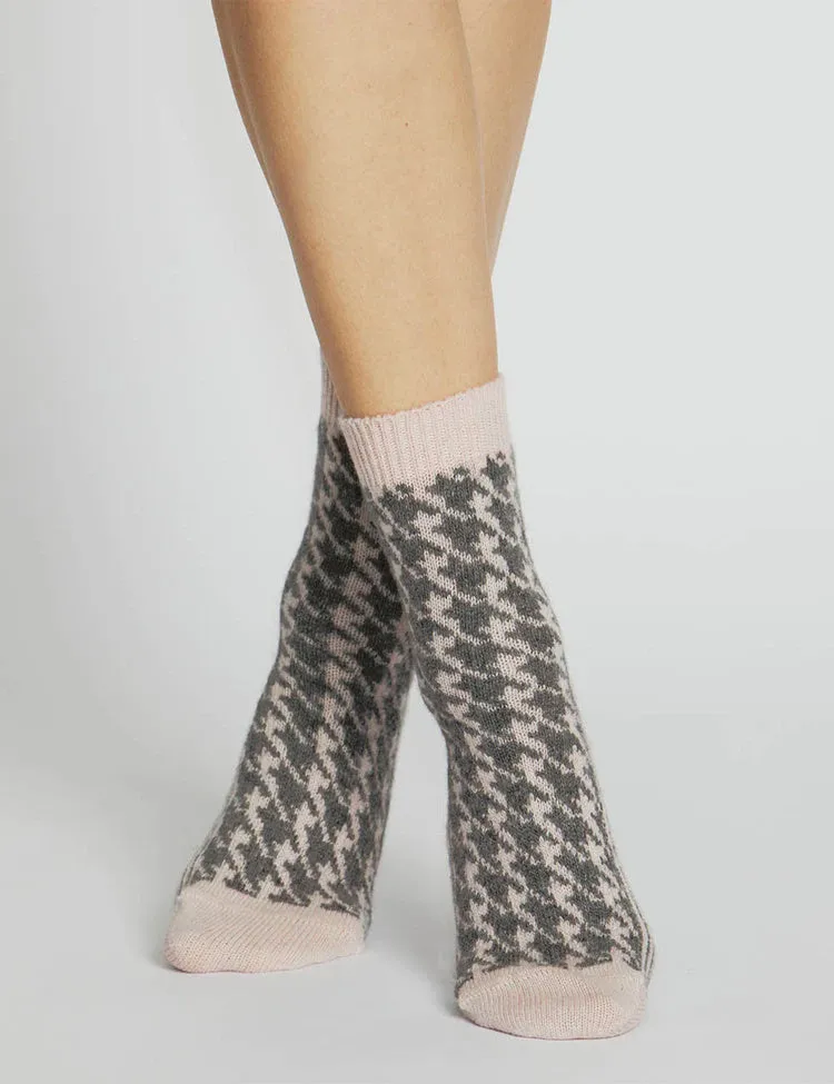 Antonia Houndstooth Crew Sock (Primrose)