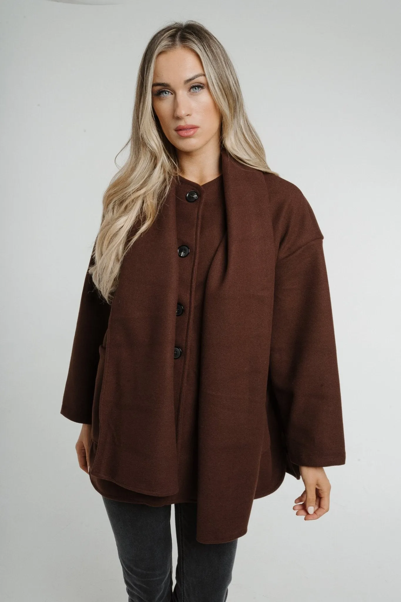 Aria Jacket With Scarf In Chocolate