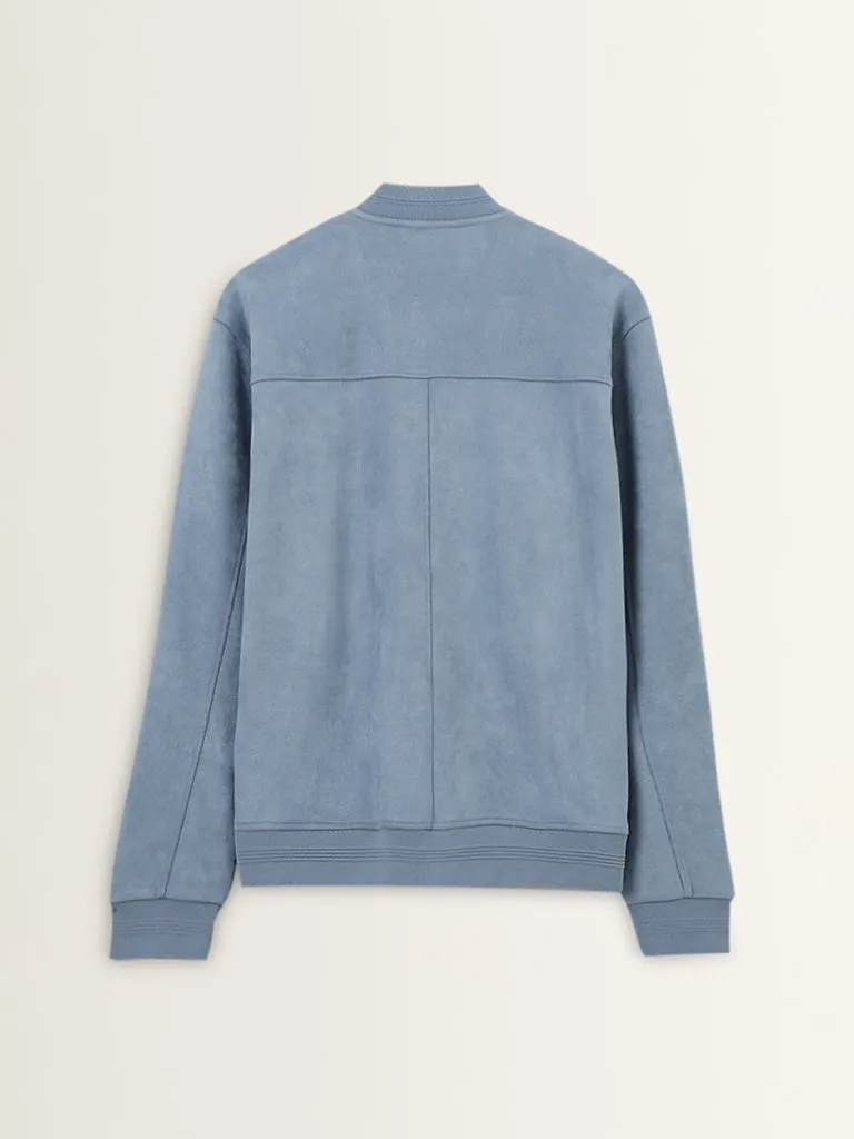 Ascot Dusty Blue Relaxed-Fit Suede Jacket