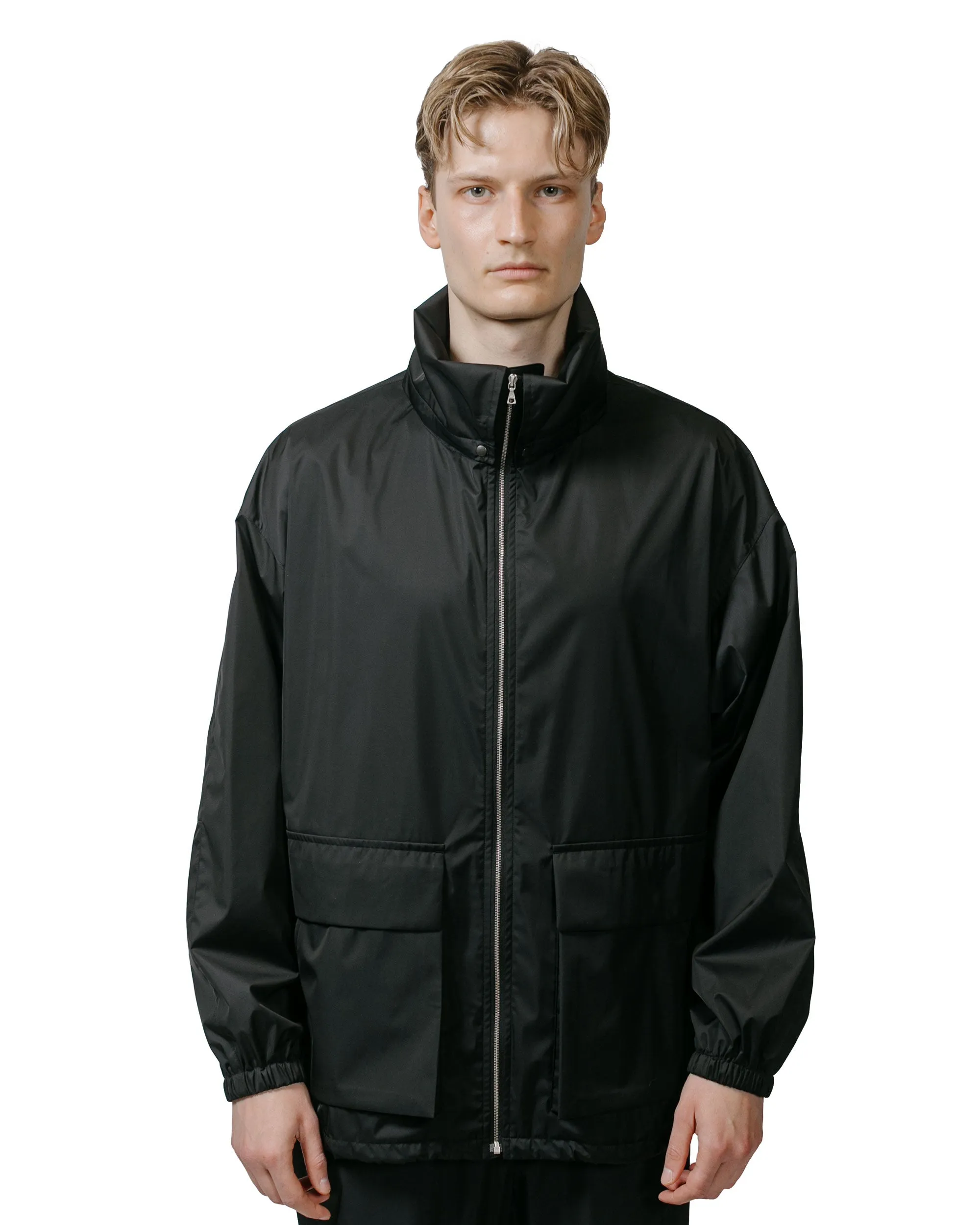 Auralee Hard Twist Polyester Satin Laminate Zip Blouson Black