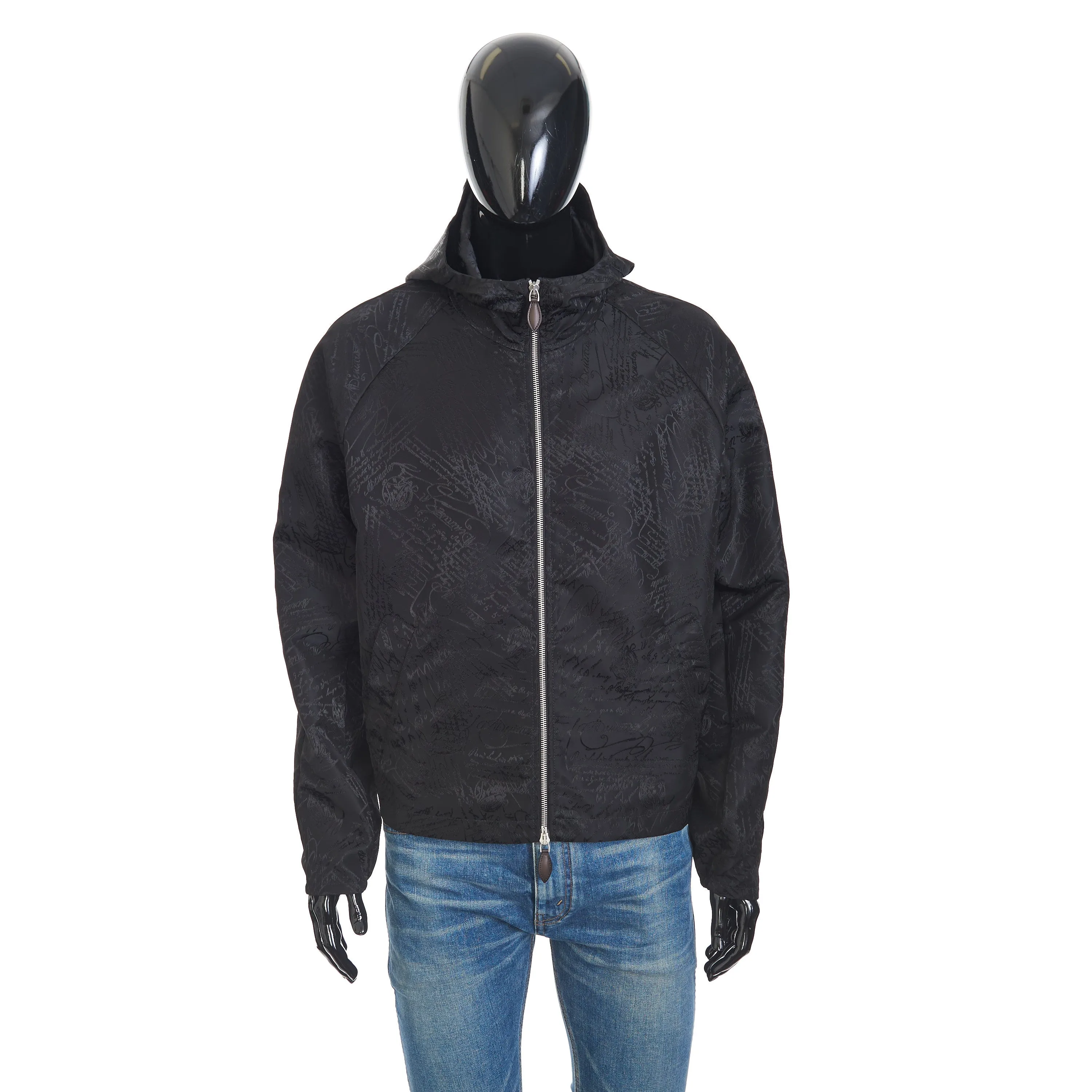 B-Way Jacket In Black Scritto Nylon