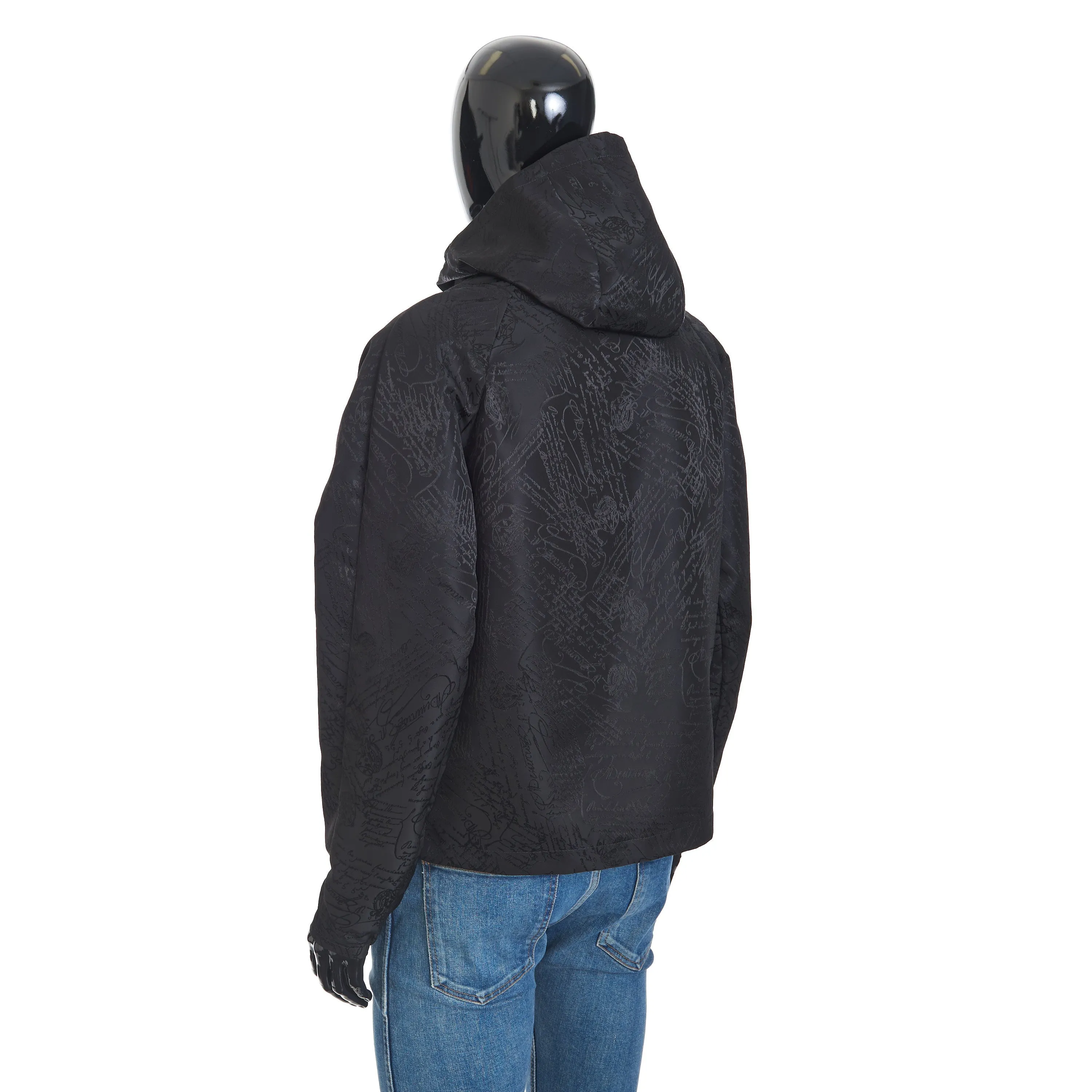 B-Way Jacket In Black Scritto Nylon