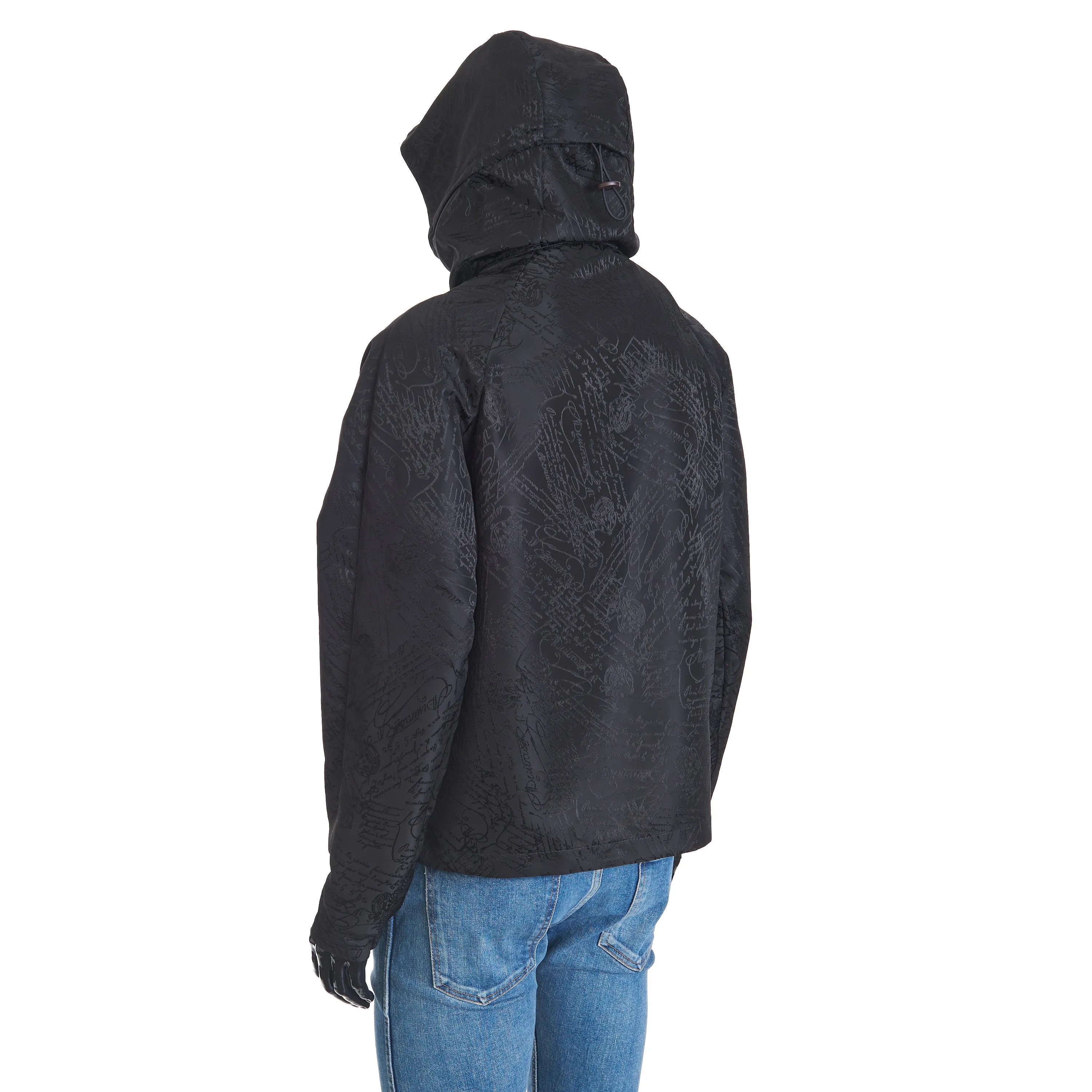 B-Way Jacket In Black Scritto Nylon