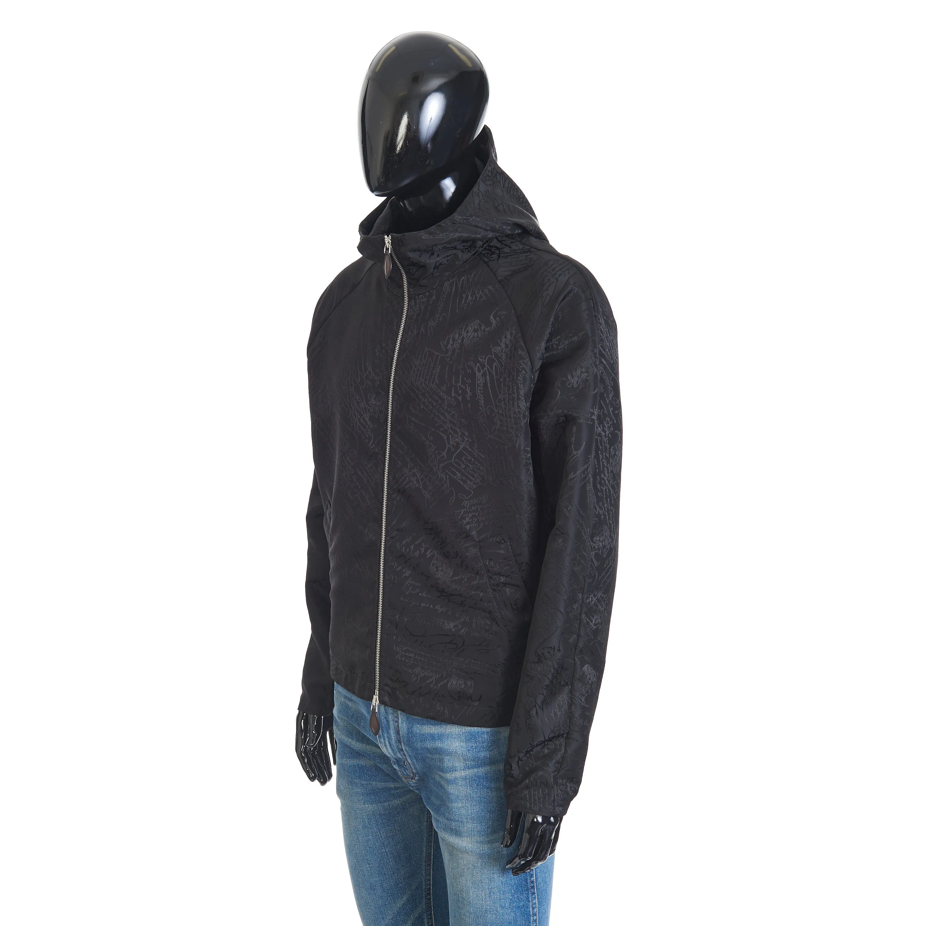 B-Way Jacket In Black Scritto Nylon