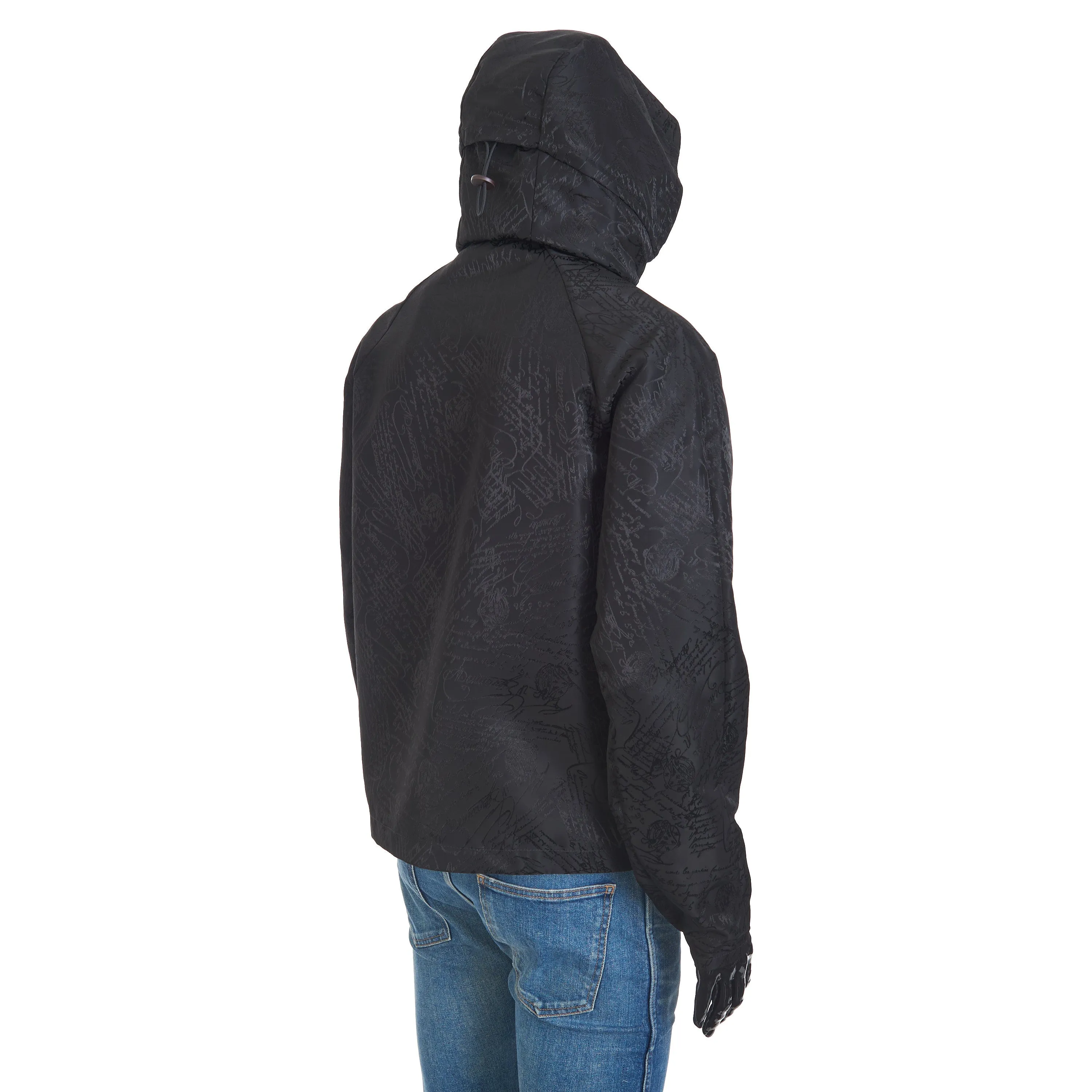 B-Way Jacket In Black Scritto Nylon