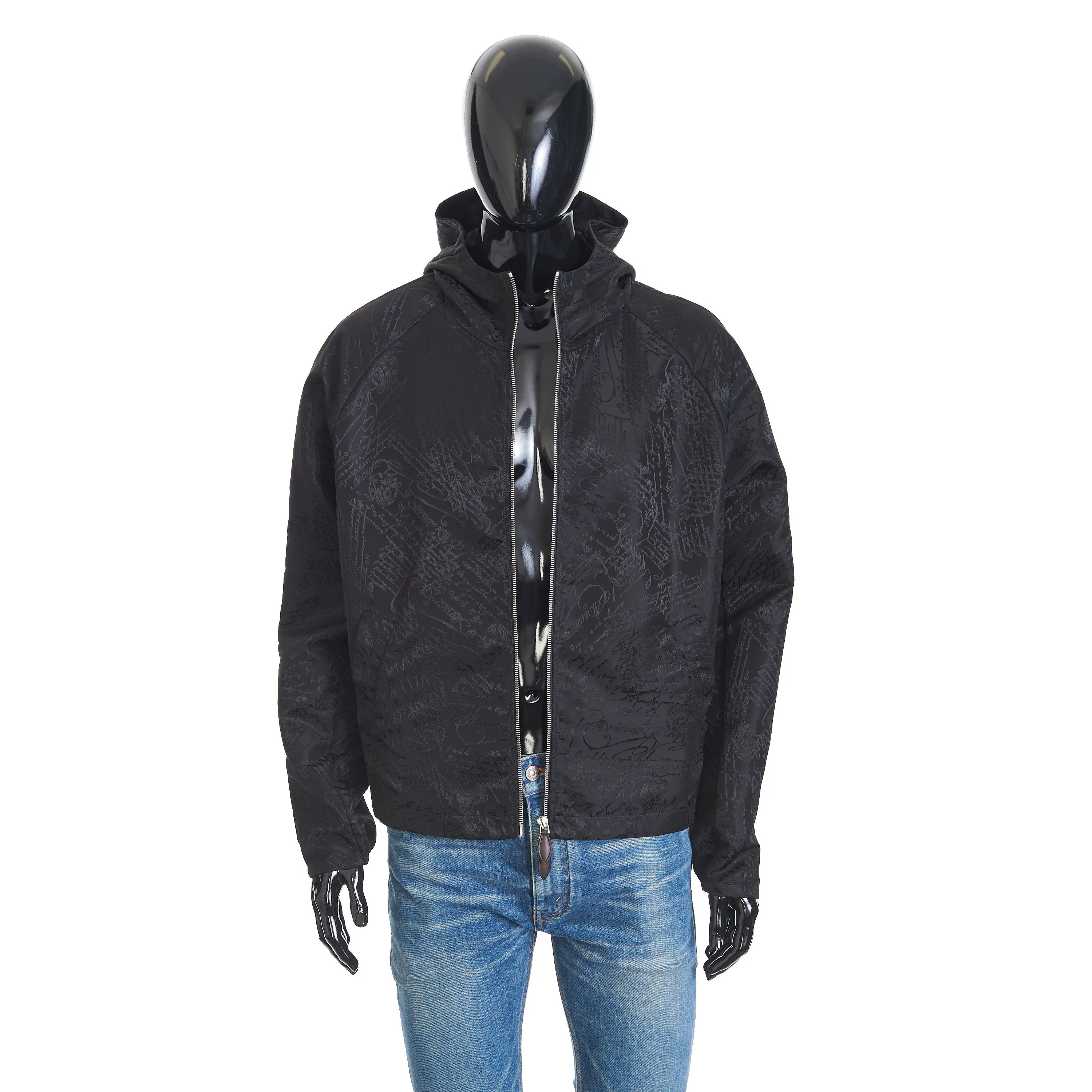 B-Way Jacket In Black Scritto Nylon