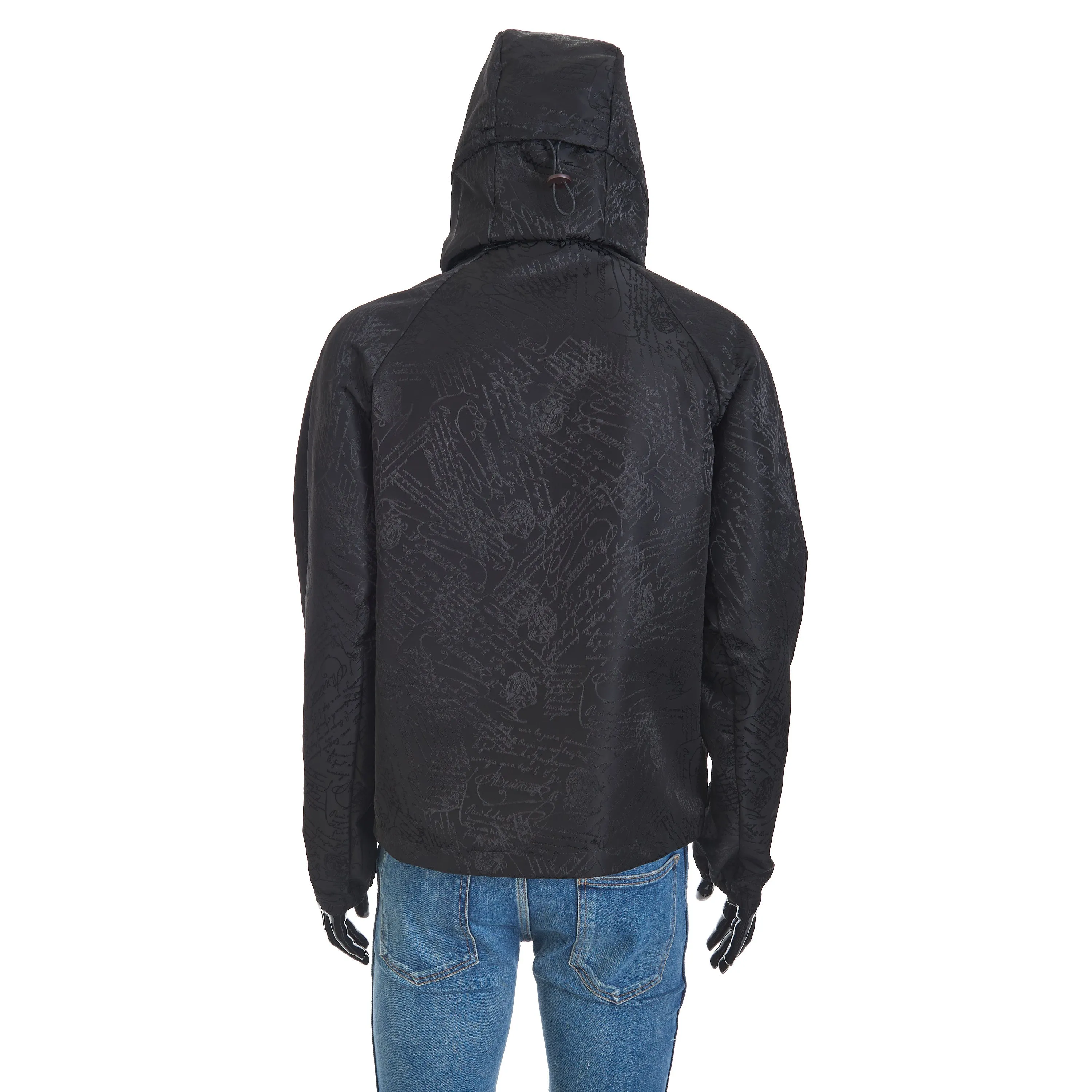 B-Way Jacket In Black Scritto Nylon