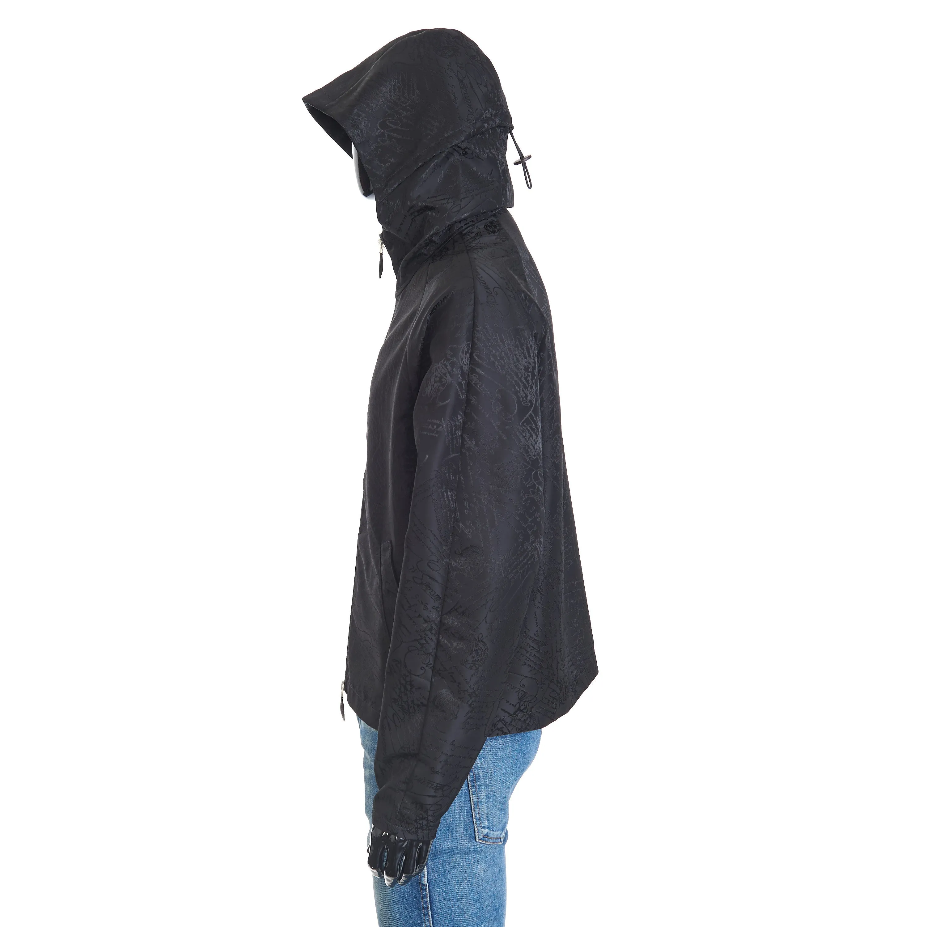 B-Way Jacket In Black Scritto Nylon