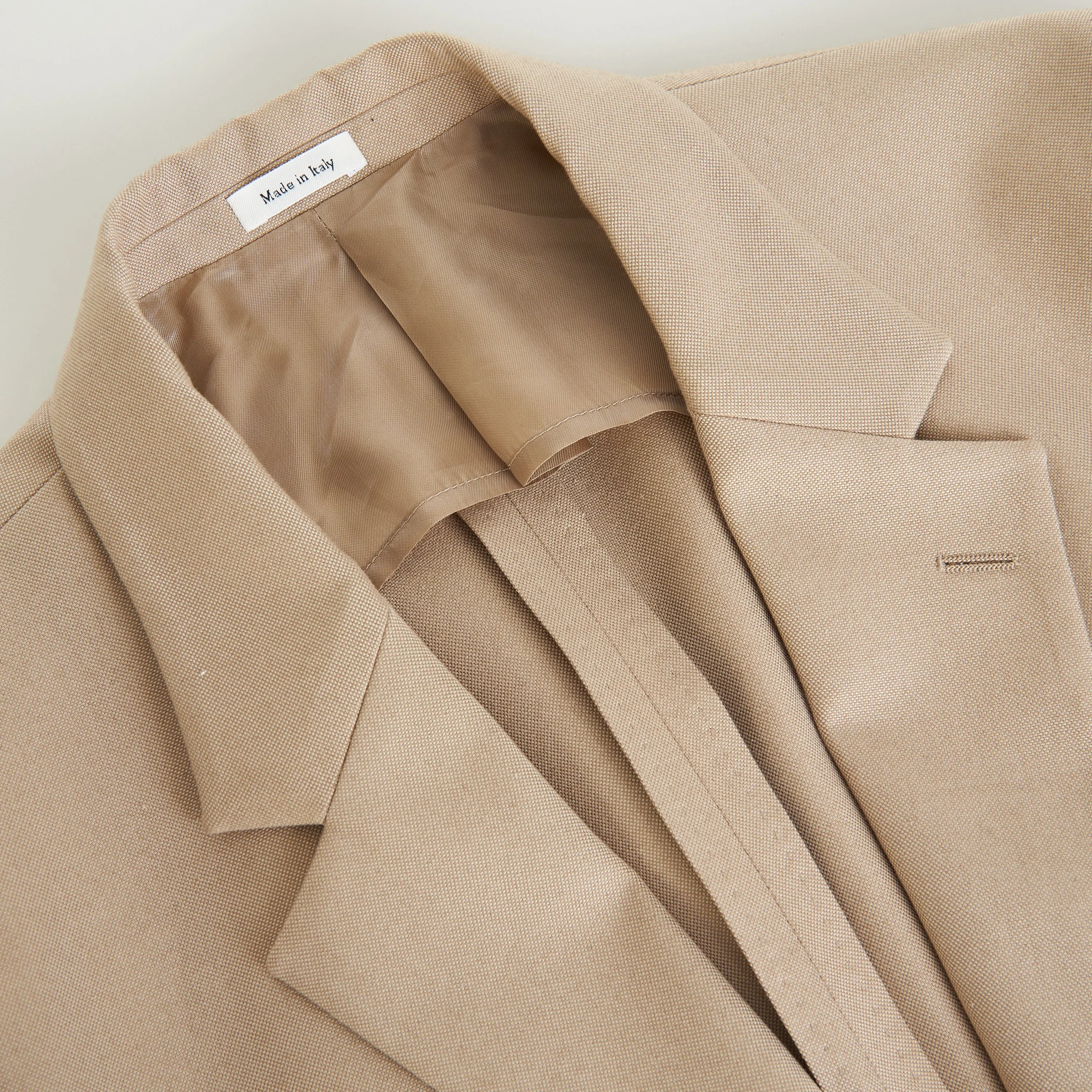 Beige Deconstructed Single Breasted Blazer Jacket - Cotton