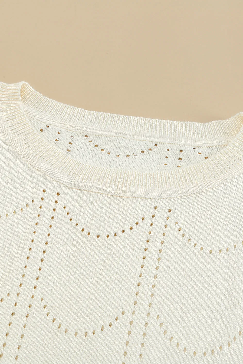 Beige Flare Sleeve Texture Knit Sweater