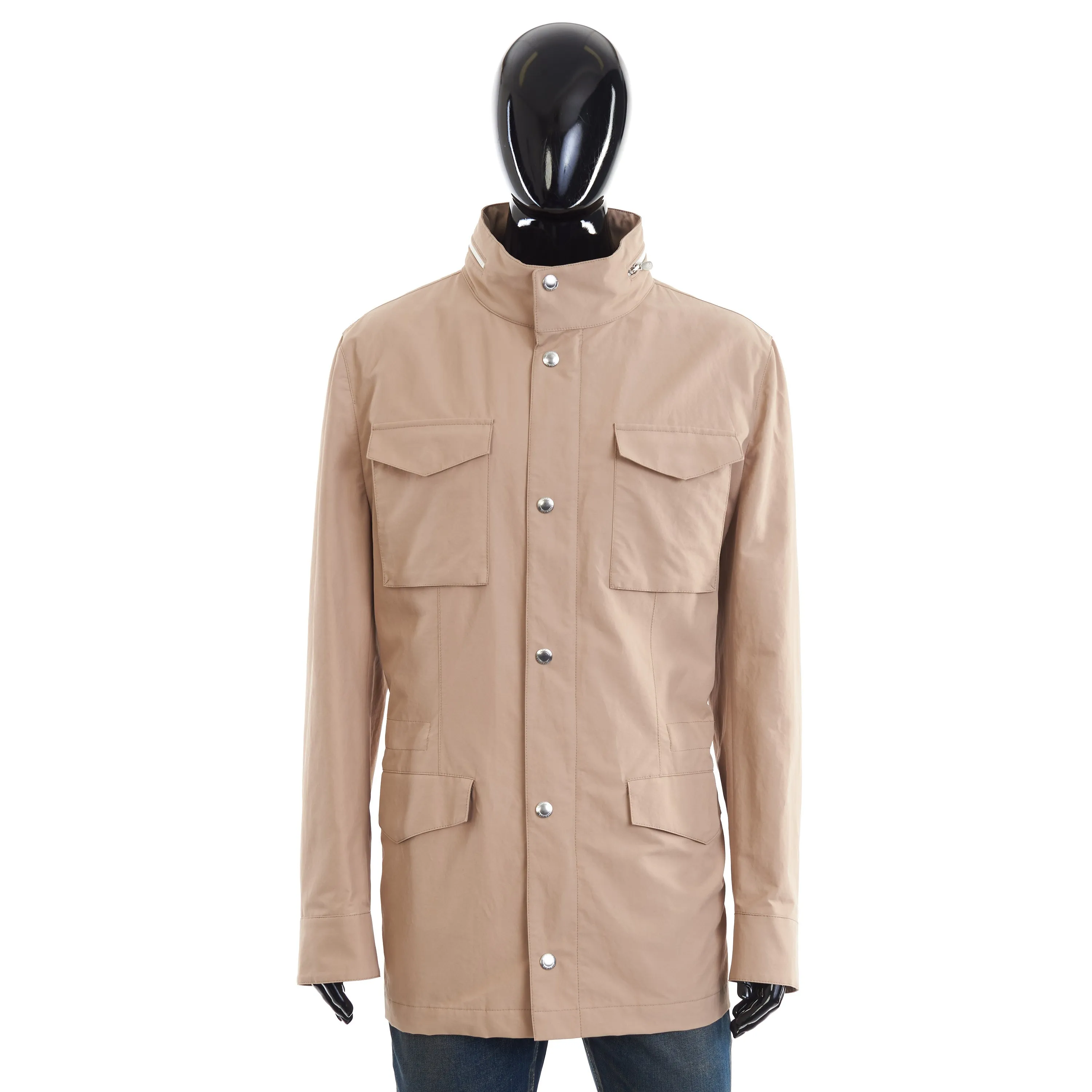 Beige Snap Buttoned Jacket