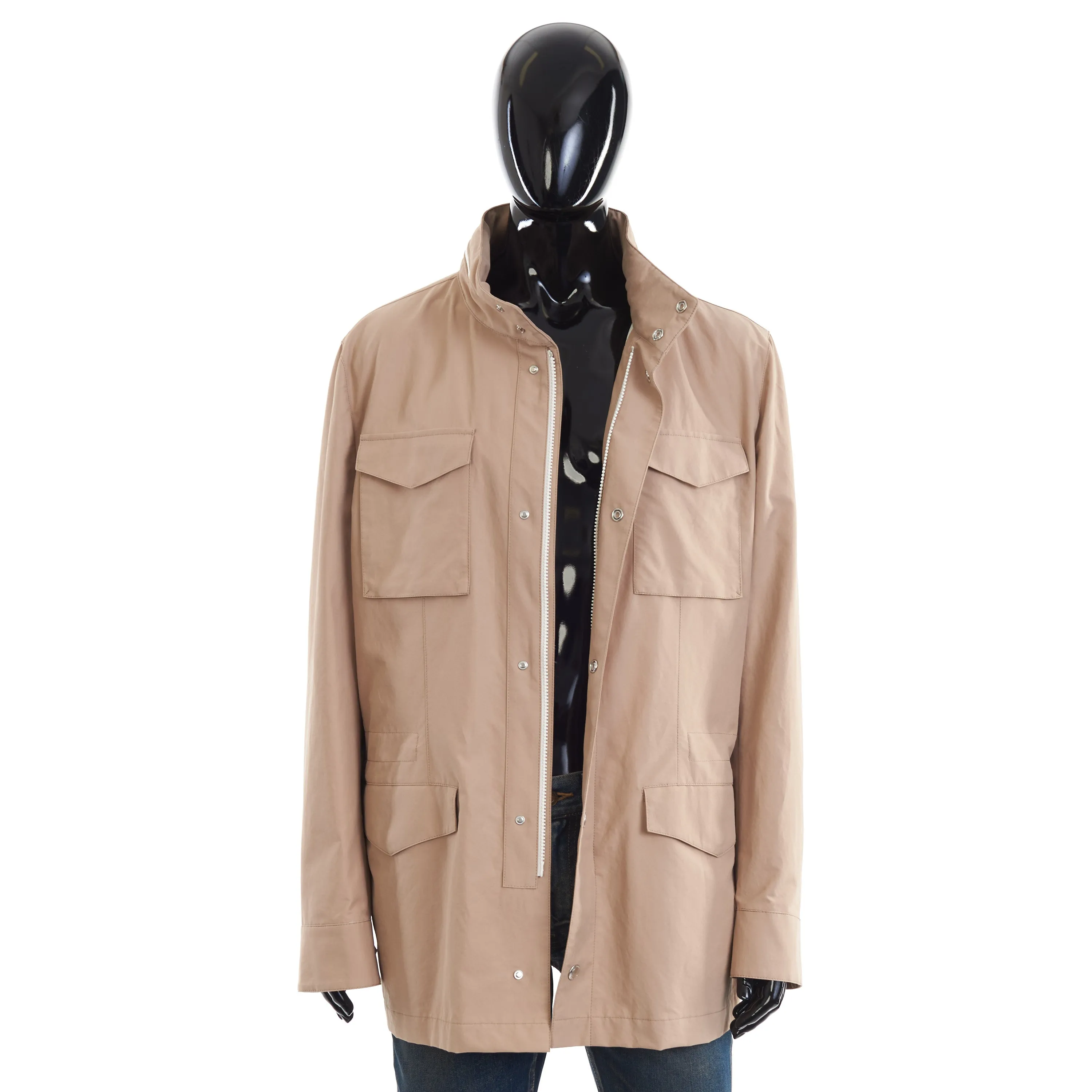 Beige Snap Buttoned Jacket