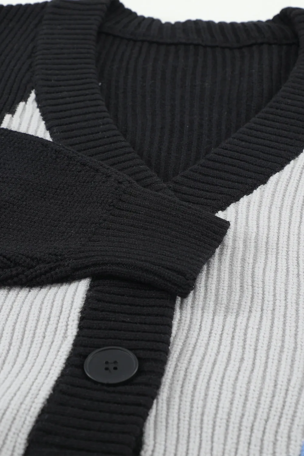 Black Color Block Drop-Shoulder Sleeve Sweater