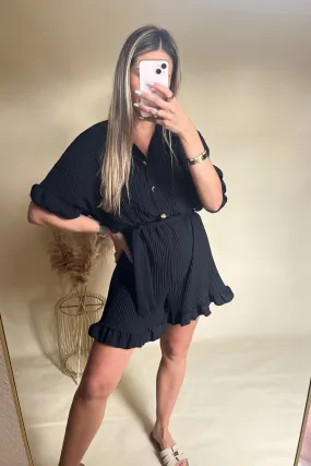 Black crinkle playsuit