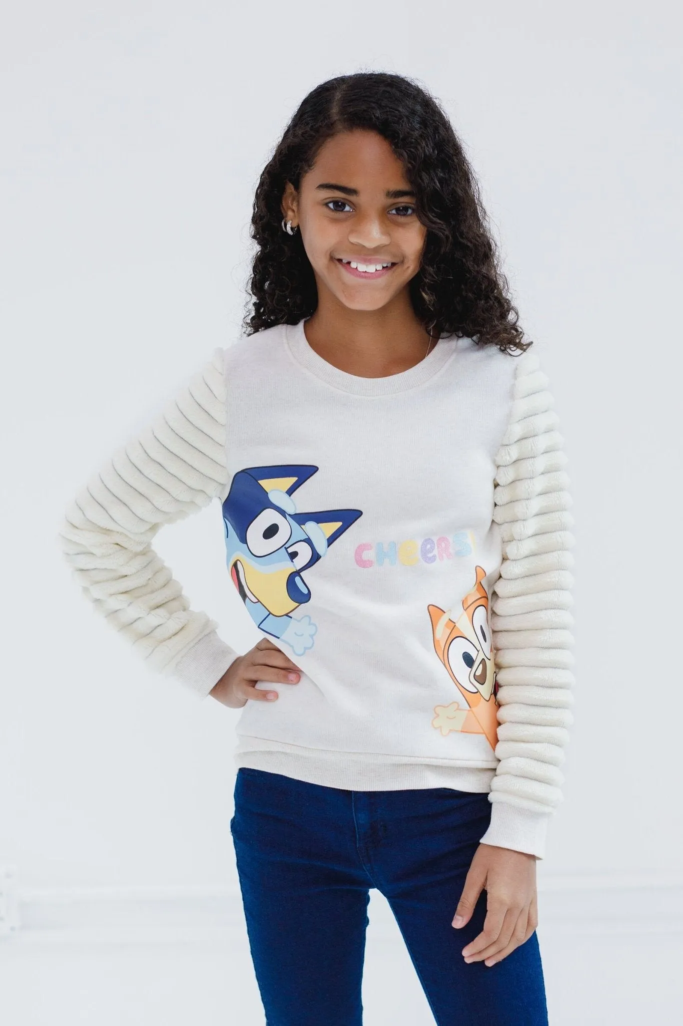 Bluey Bingo Girls Fleece Fur Sweatshirt