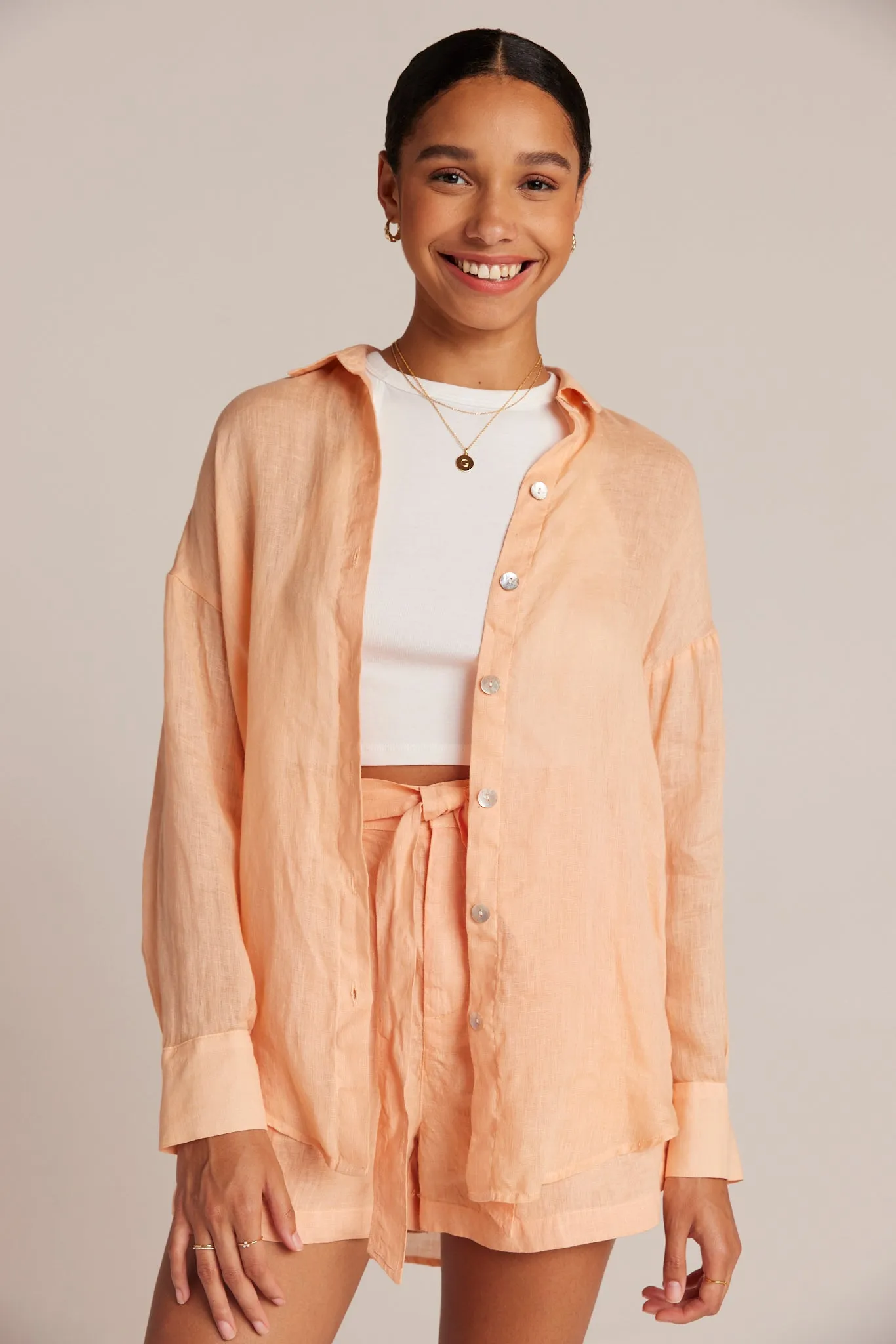 Boyfriend Button Down - Peach Parker