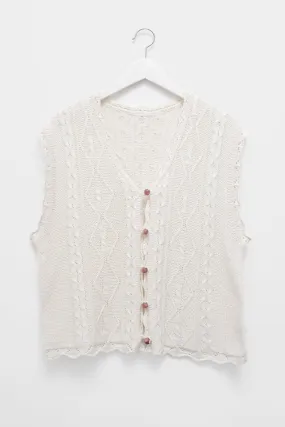 CABLE KNIT COTTON VINTAGE VEST TOP