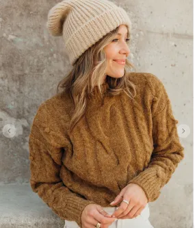 Cable Knit Mock Neck Cozy Sweater by Lovestitch