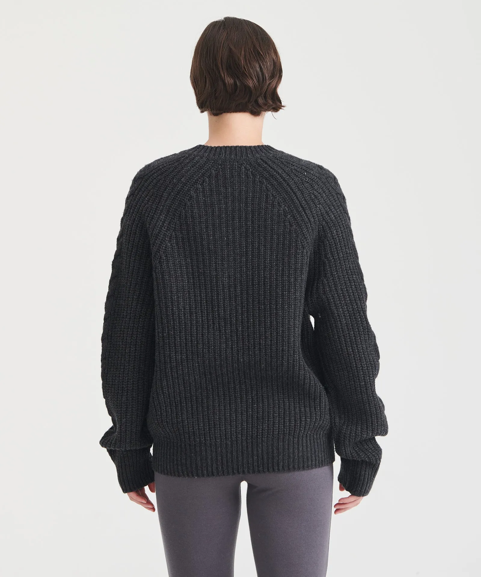 Cashmino Cable Split Neck Sweater