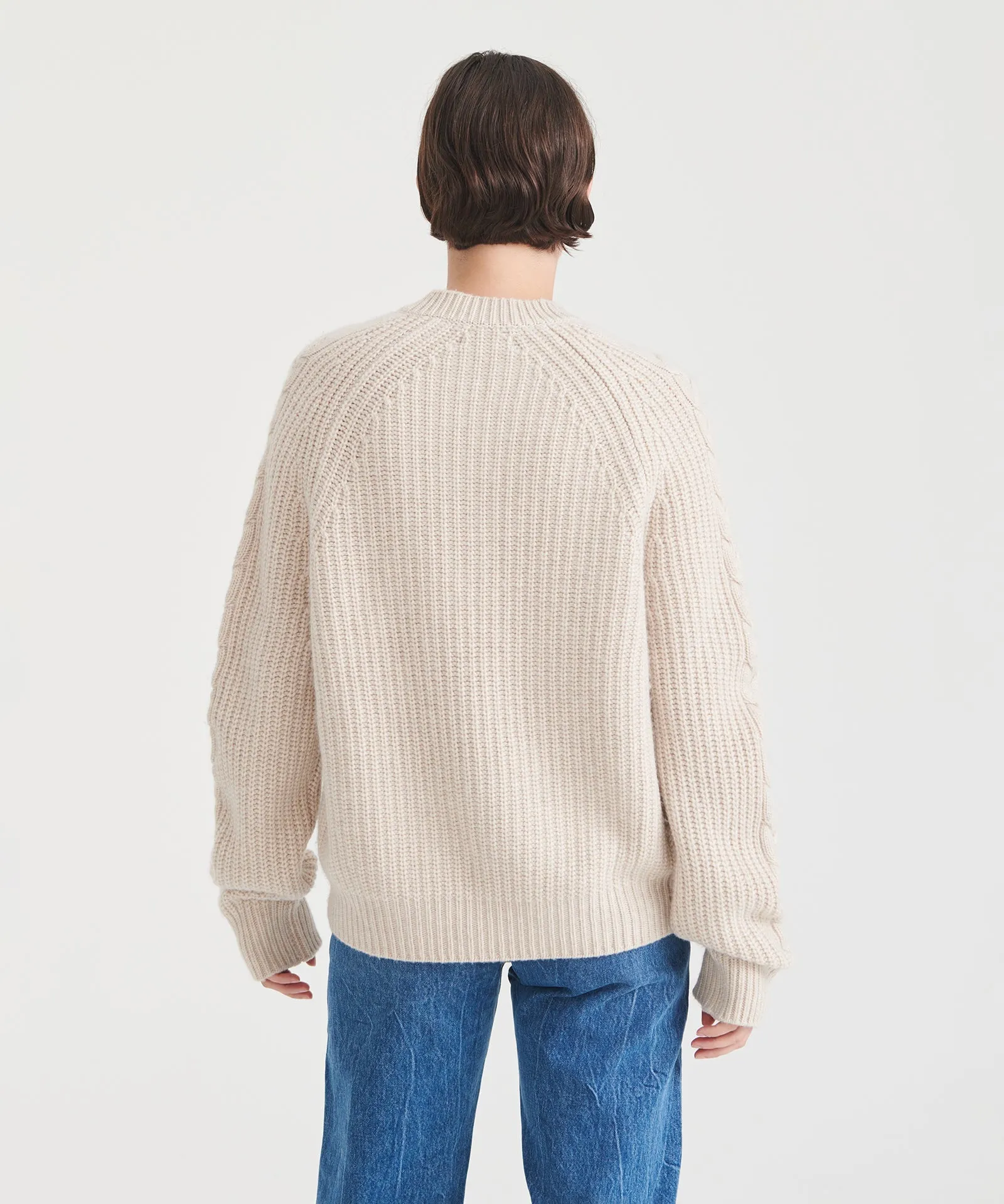 Cashmino Cable Split Neck Sweater