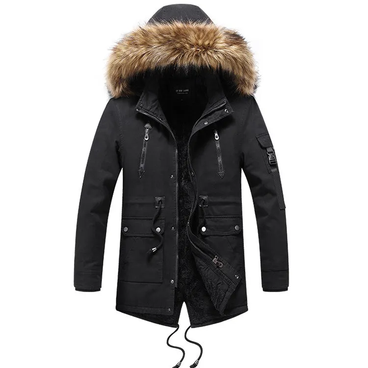 Casual Long Fur Collar Thick Men's Jacket