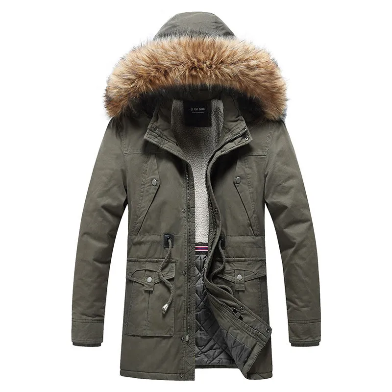 Casual Warm Long Fur Collar Men's Jacket