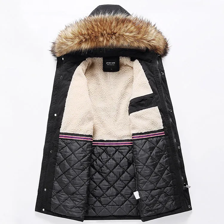 Casual Warm Long Fur Collar Men's Jacket