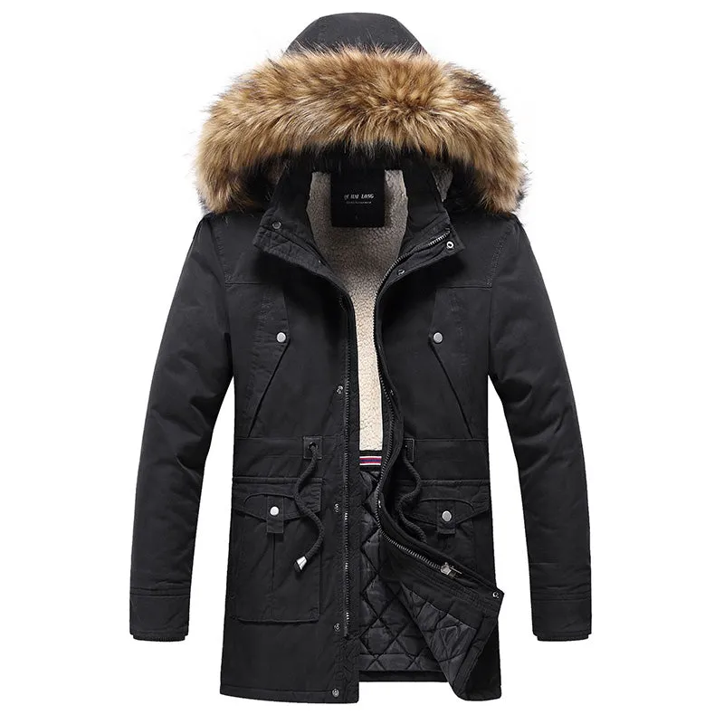 Casual Warm Long Fur Collar Men's Jacket