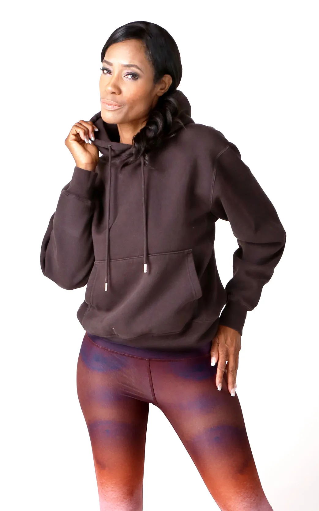 CENTRAL PARK WEST FLEECE PULLOVER HOODIE IN EXPRESSO BROWN