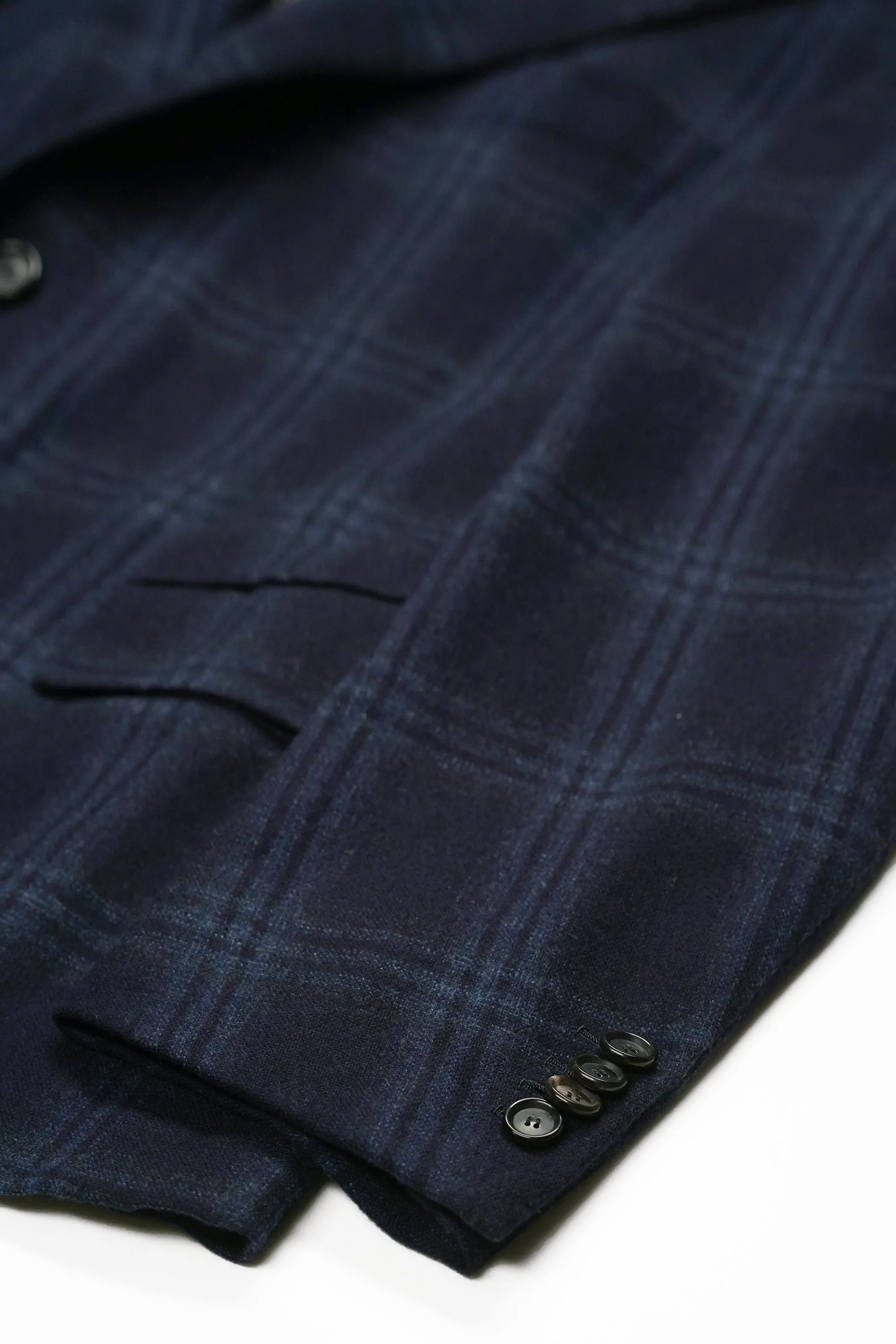 Cesare Attolini Navy Check Wool Silk Sport Coat