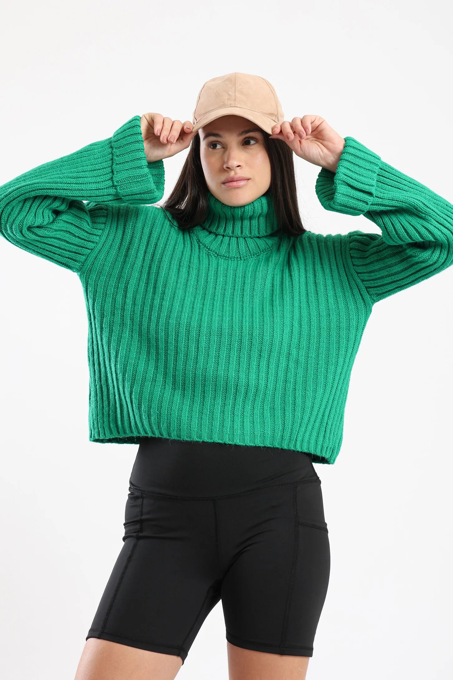 CHUNKY HIGH NECK SWEATER - GREEN