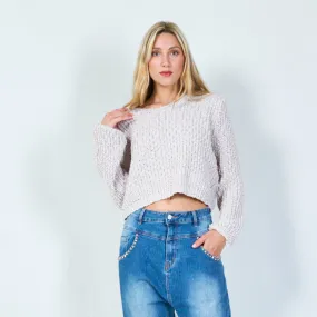 Chunky knit v-neck sweater wholesale