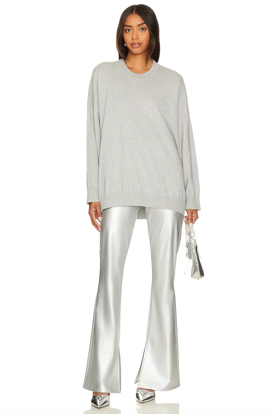 Classic Crewneck Sweater ~ Silver Metallic