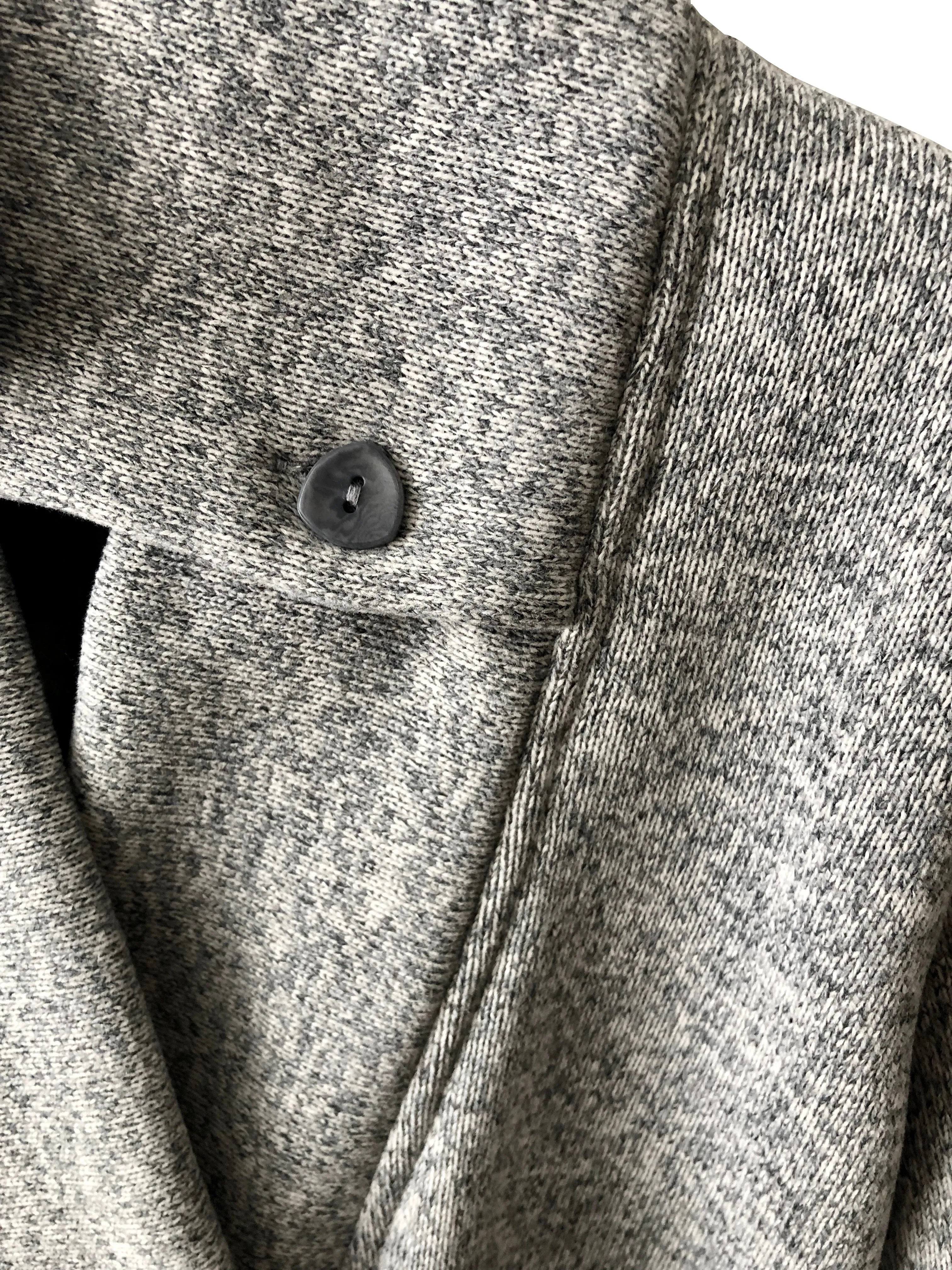 Classic Double Collar Ribbed Fleece Sweatshirt Jacket: Lt Heather Grey