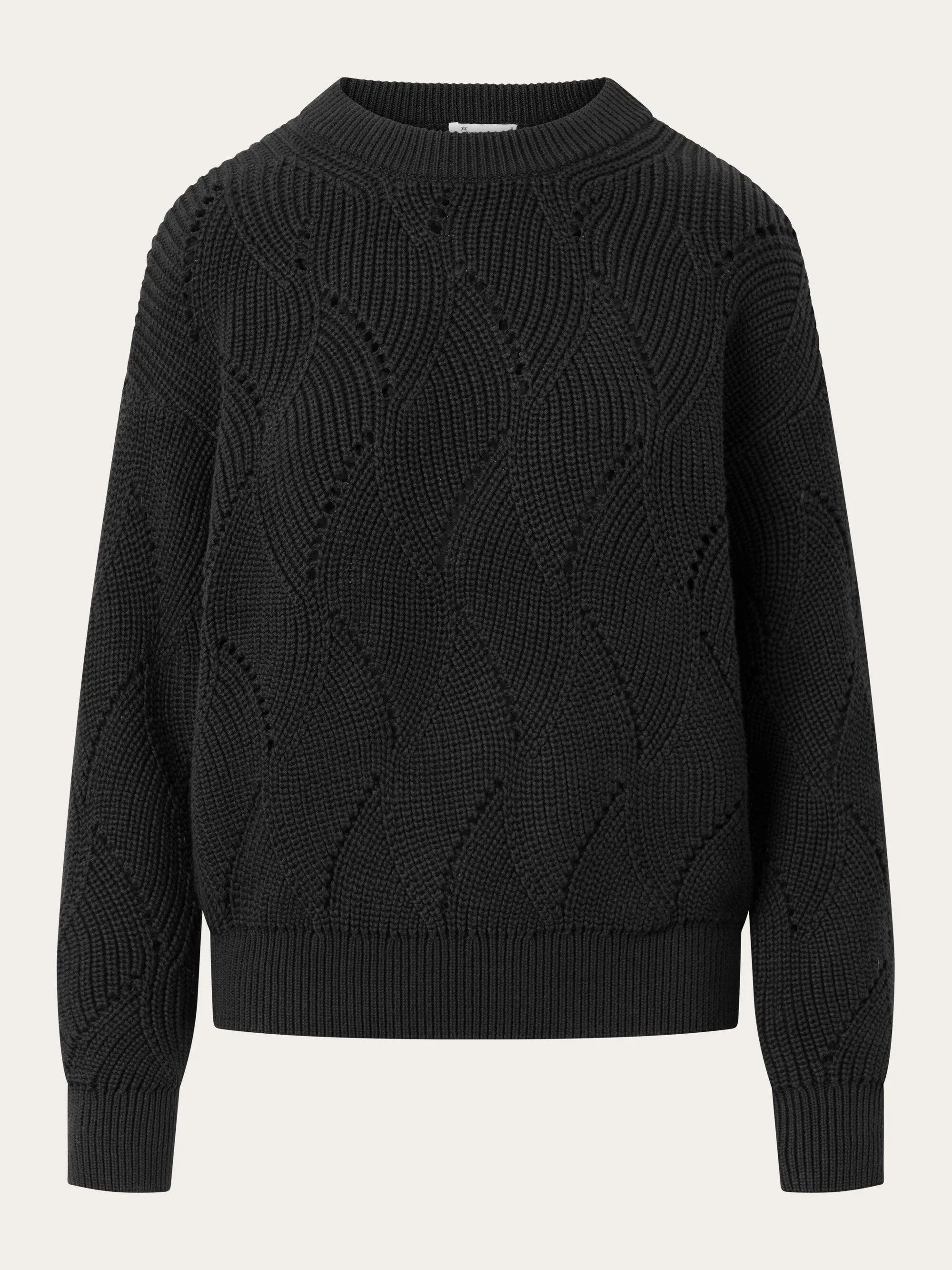 Cotton cable crew neck - Black Jet