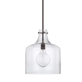 Crawford One Light Pendant Seeded Glass - Bronze