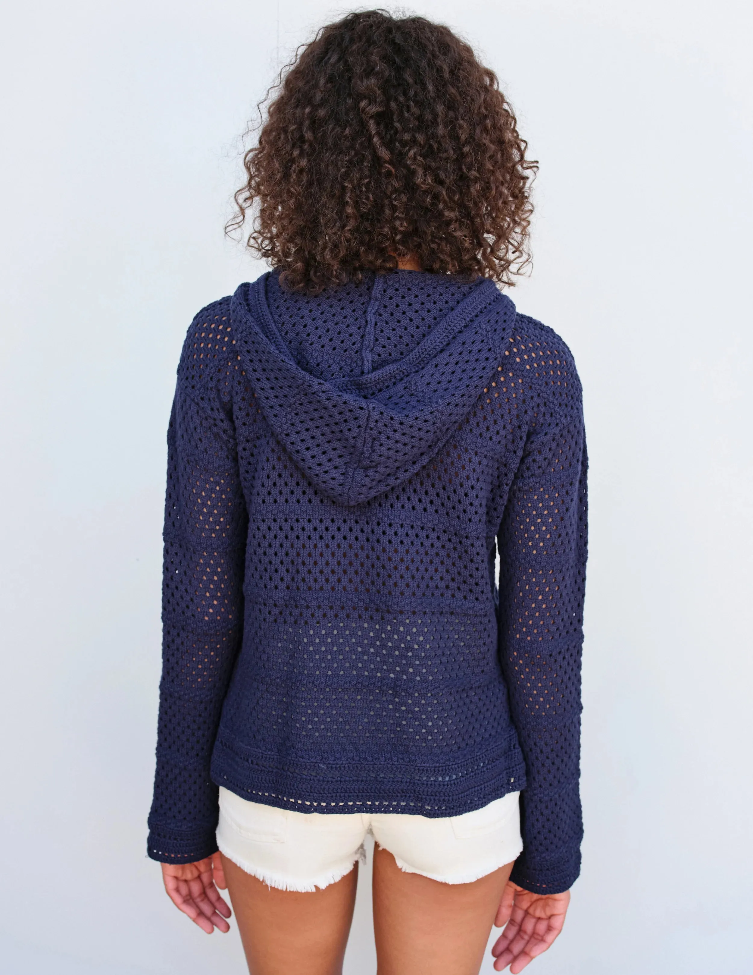 Crochet Beach Hoodie ~ Navy