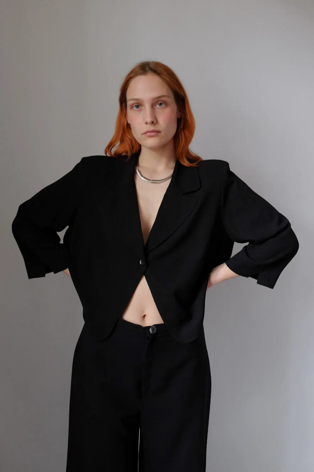 CROP VINTAGE BLACK RELAX BLAZER