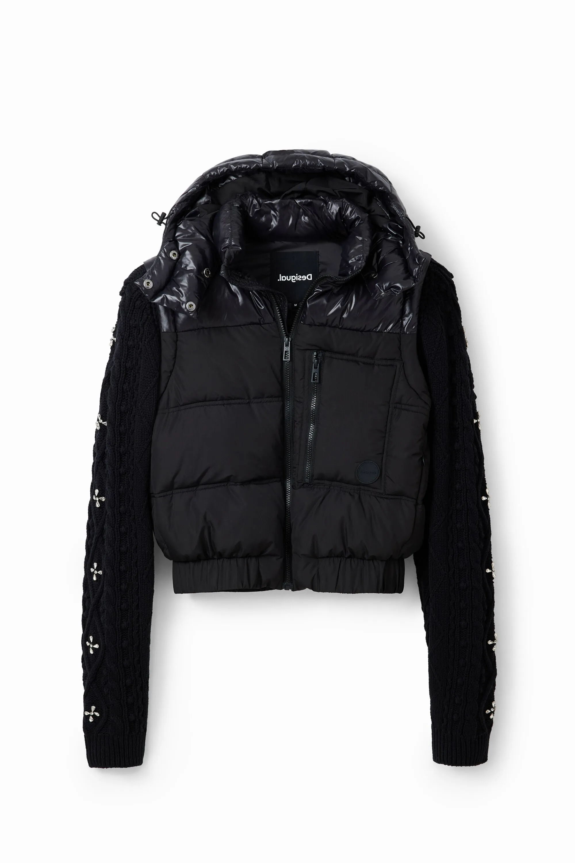 Desigual Quilted Short Overcoat - Black