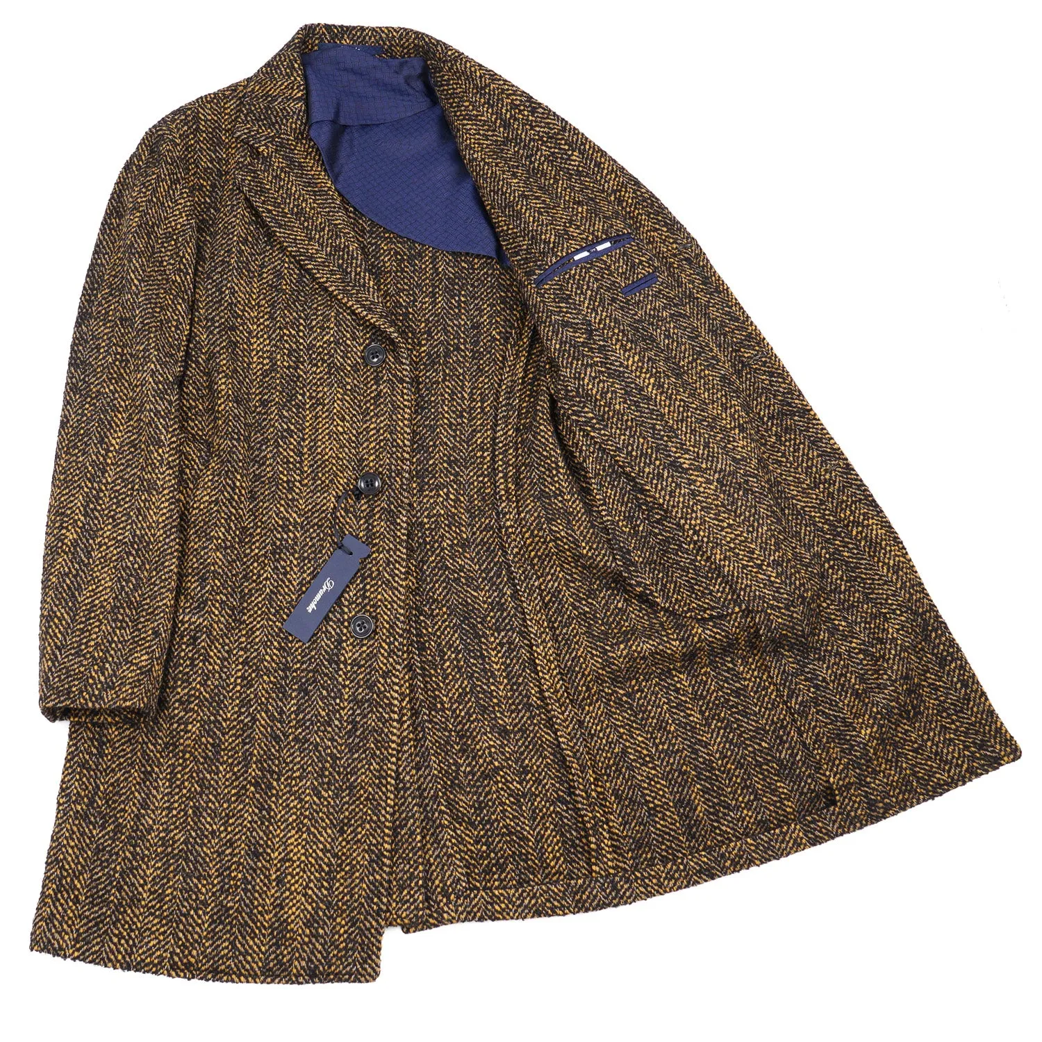 Drumohr Woven Herringbone Wool Overcoat