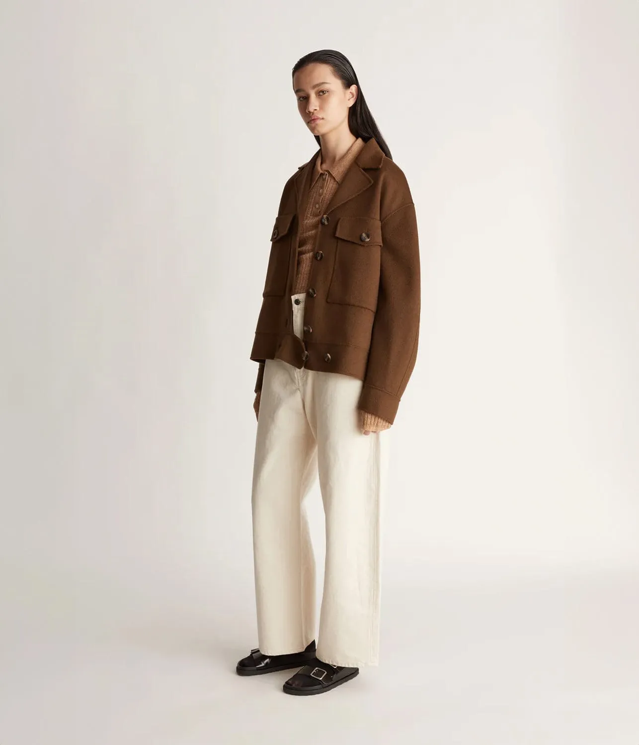 FLORENTINE CASHMERE WORKER JACKET- PECAN