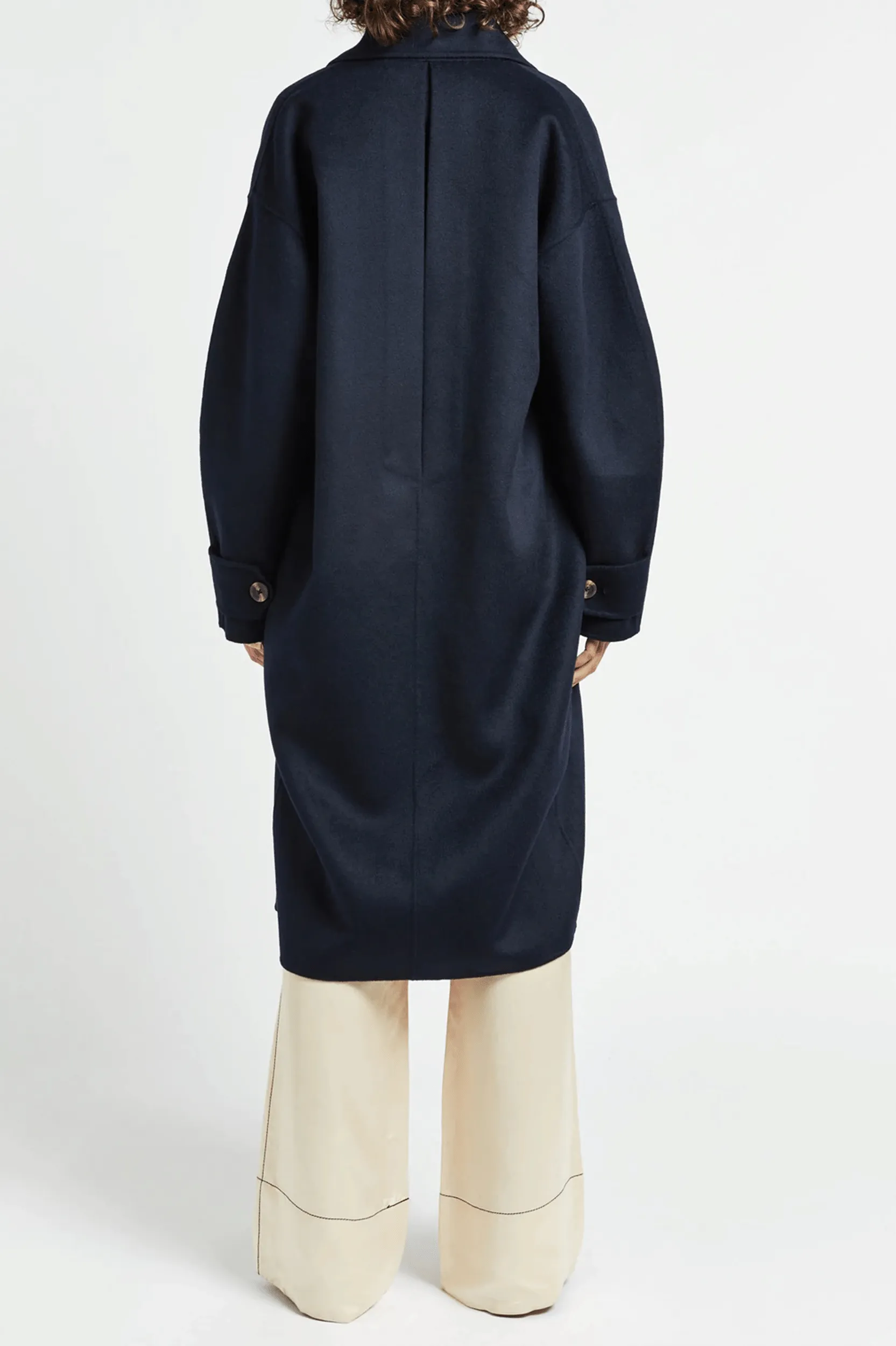 Florentine Cocoon Coat in Navy