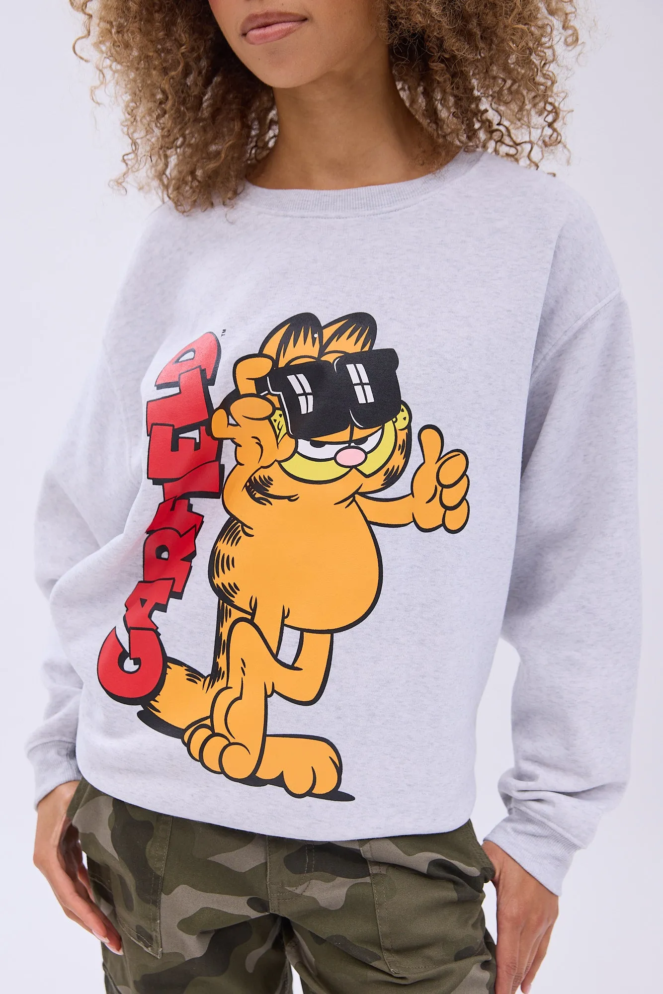 Garfield Graphic Crew Neck Relaxed Sweatshirt