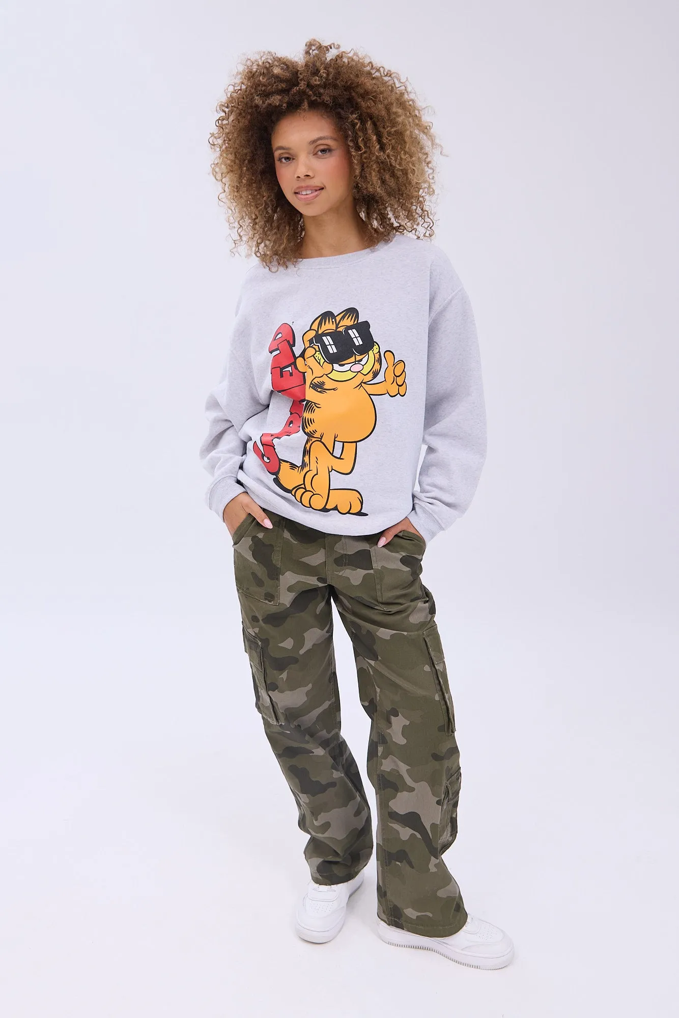 Garfield Graphic Crew Neck Relaxed Sweatshirt